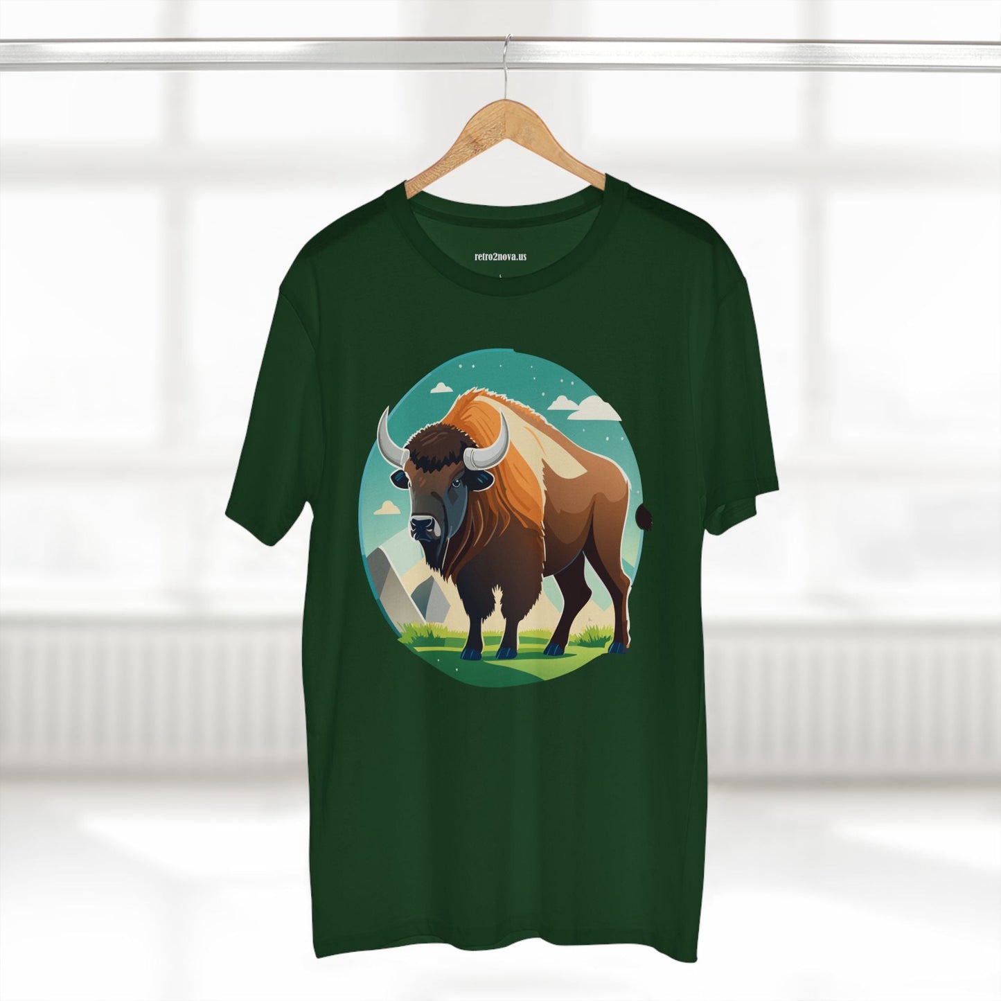 Bison Shirt Unisex Premium Cotton Tee With Original Art Design From Retro2Nova Animals Collection Exclusive Art Series