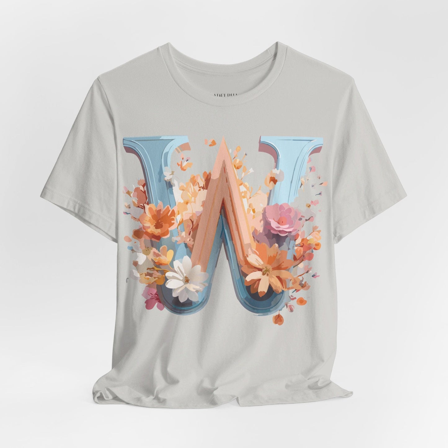 Letter W Shirt Unisex Graphic Tee Vintage Inspired Adelpha Art Design Short Sleeve