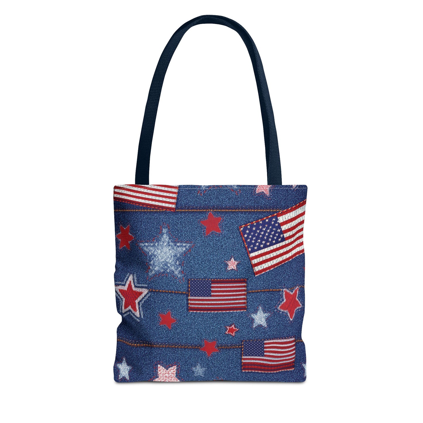 4th of July Graphic Denim Fabric Imitation Print Unisex Canvas Bag Poly Spun 3 Sizes Tote Bag 200-10