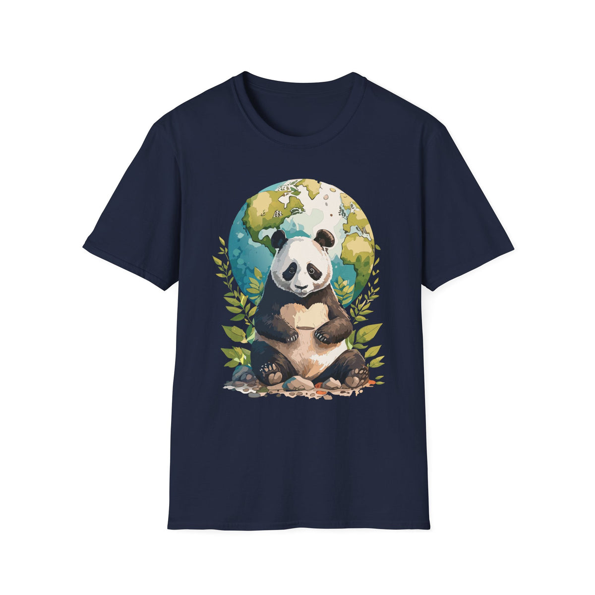 Panda Earth Illustration T-Shirt | Cute Panda Globe Tee