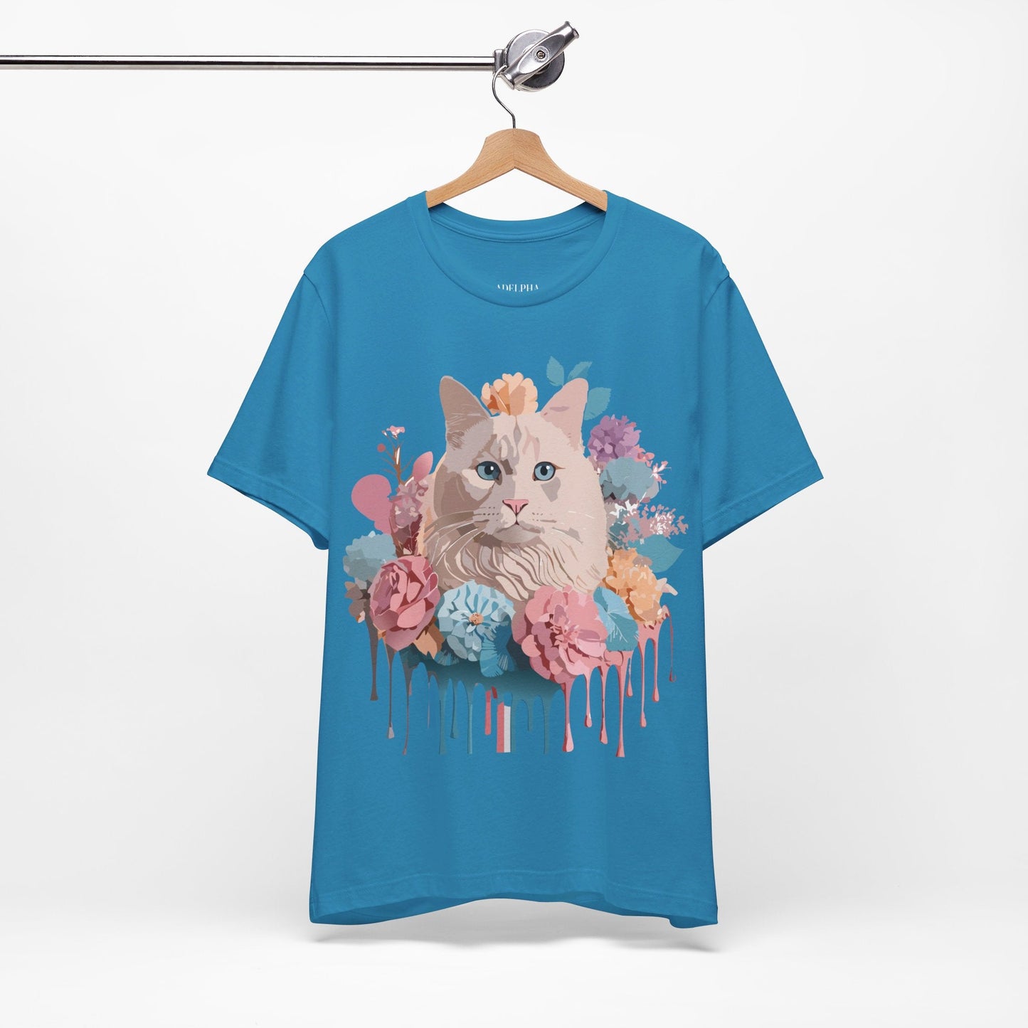 Cat Graphic Tee Unisex Short Sleeve Shirt By Adelpha Vintage Art Design