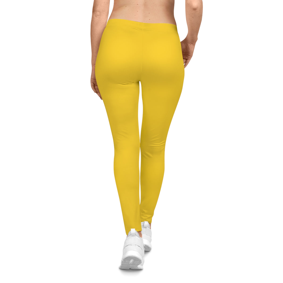 Golden Yellow Color Women's Poly-Span Casual Leggings XS-2XL