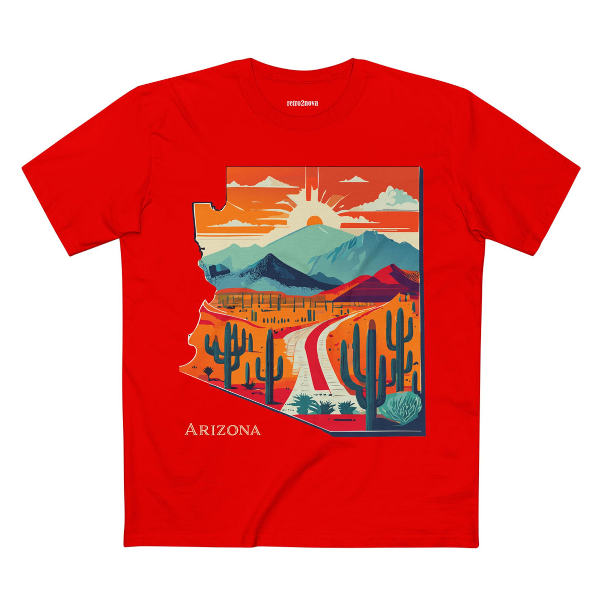 Arizona Desert Road Trip Tee | Retro Sunset Cactus Scenic Mountain Design