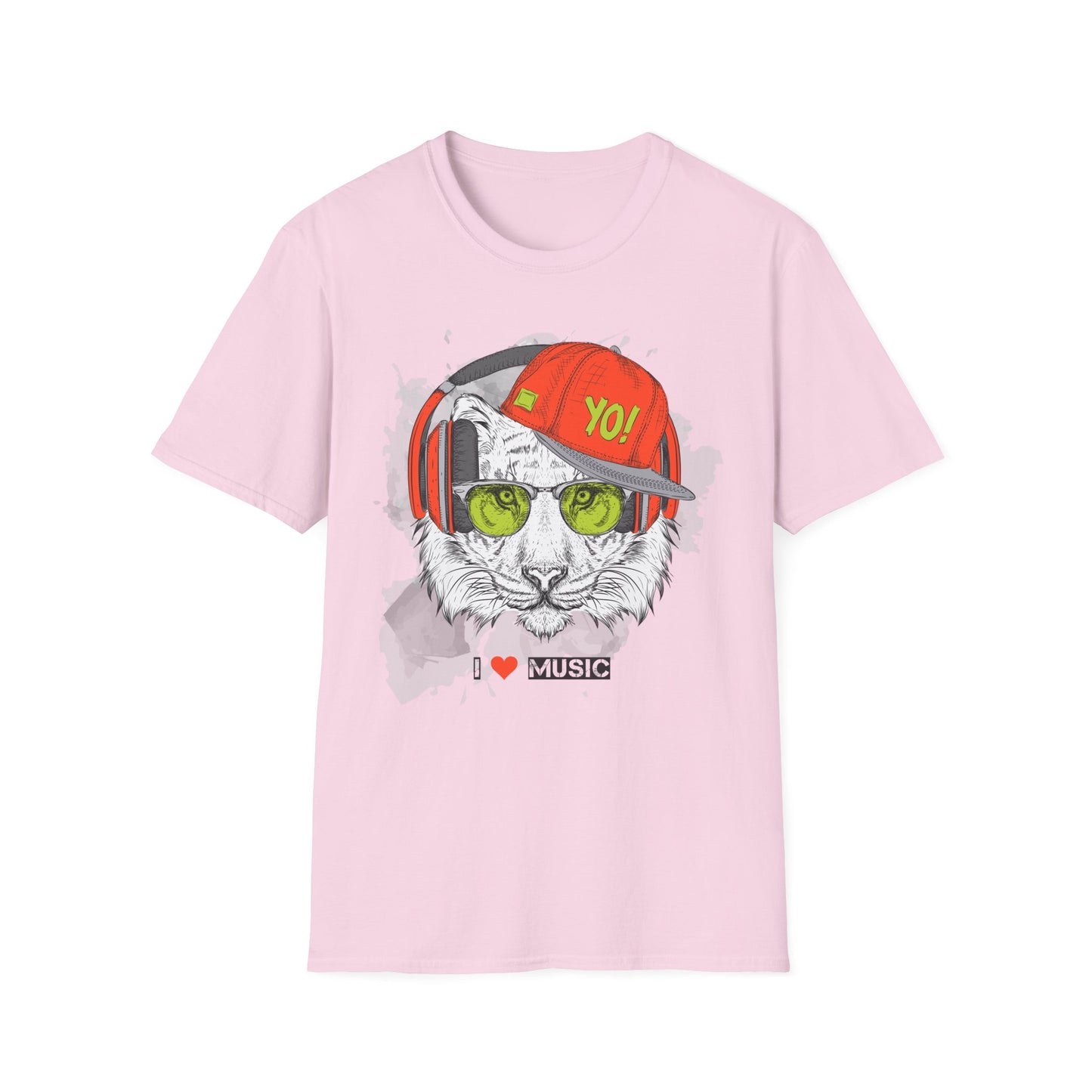 Tiger with Headphones T-Shirt Unisex Cotton Short Sleeves I  Music Graphic Tee