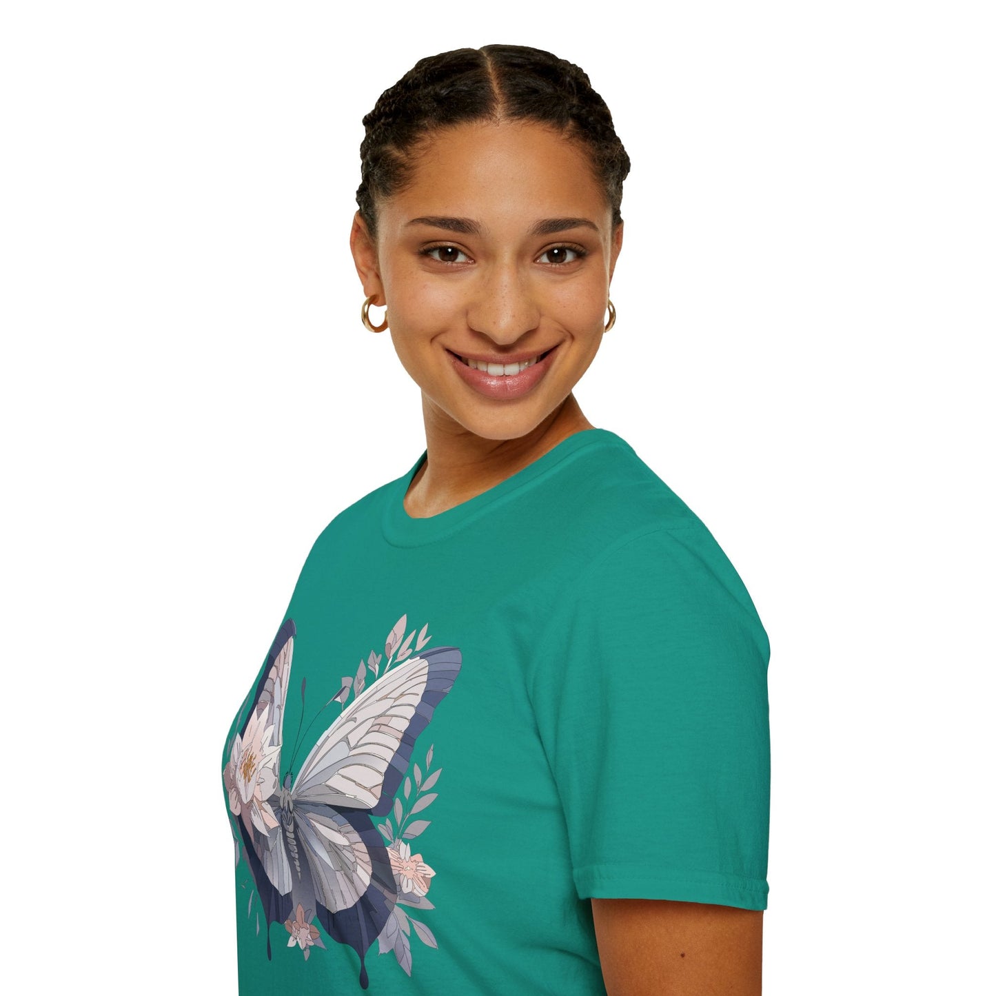 Butterfly T Shirt Unisex Monarch Print Softstyle Cotton Tee for Everyday Comfort