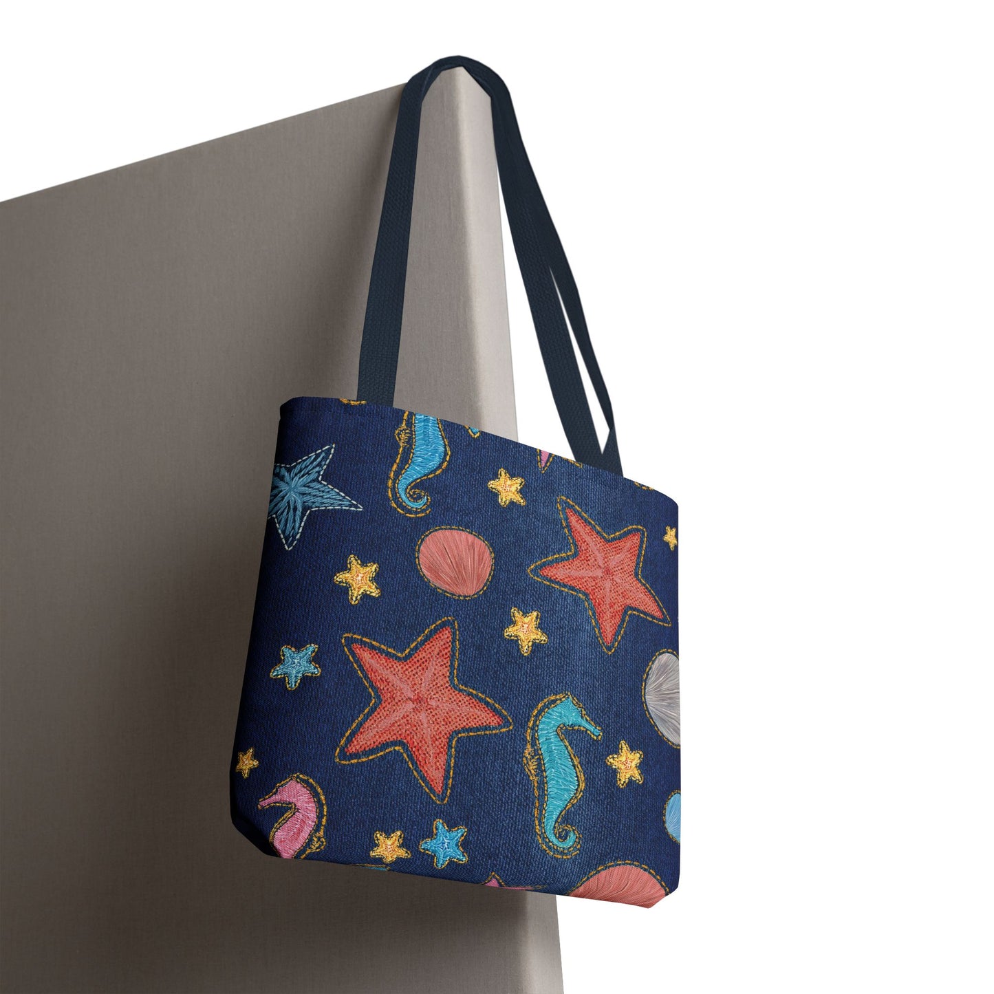 Denim Fabric Imitation Print Unisex Canvas Bag Poly Spun 3 Sizes Tote Bag 182-20