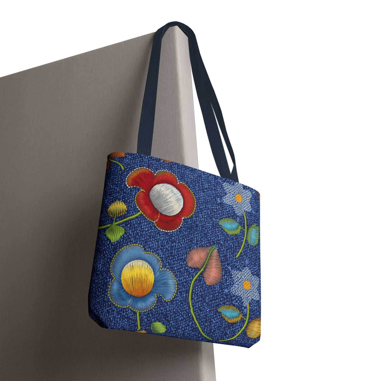 Denim Fabric Imitation Print Unisex Canvas Bag Poly Spun 3 Sizes Tote Bag 159-11