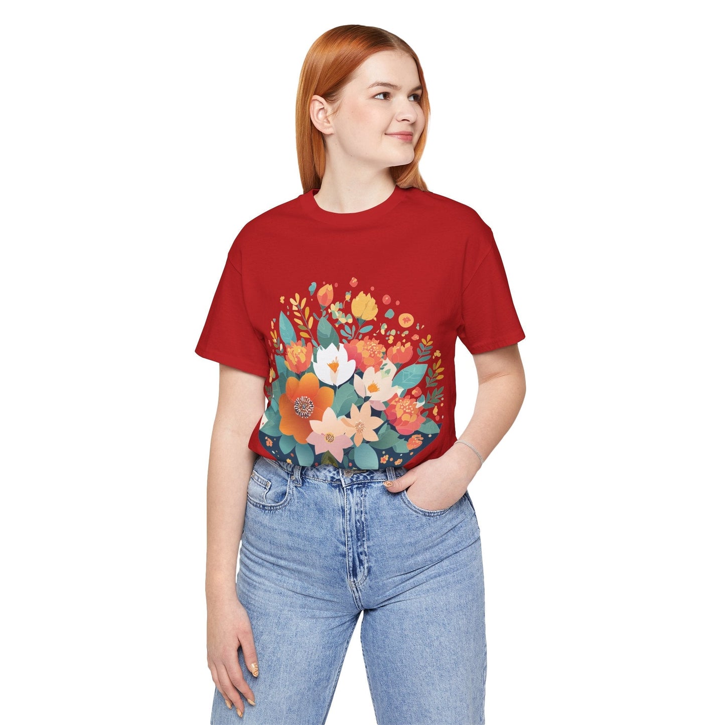 Floral Flowers Shirt Unisex Lightweight Breathable Jersey Tee Floral Pattern Short Sleeve