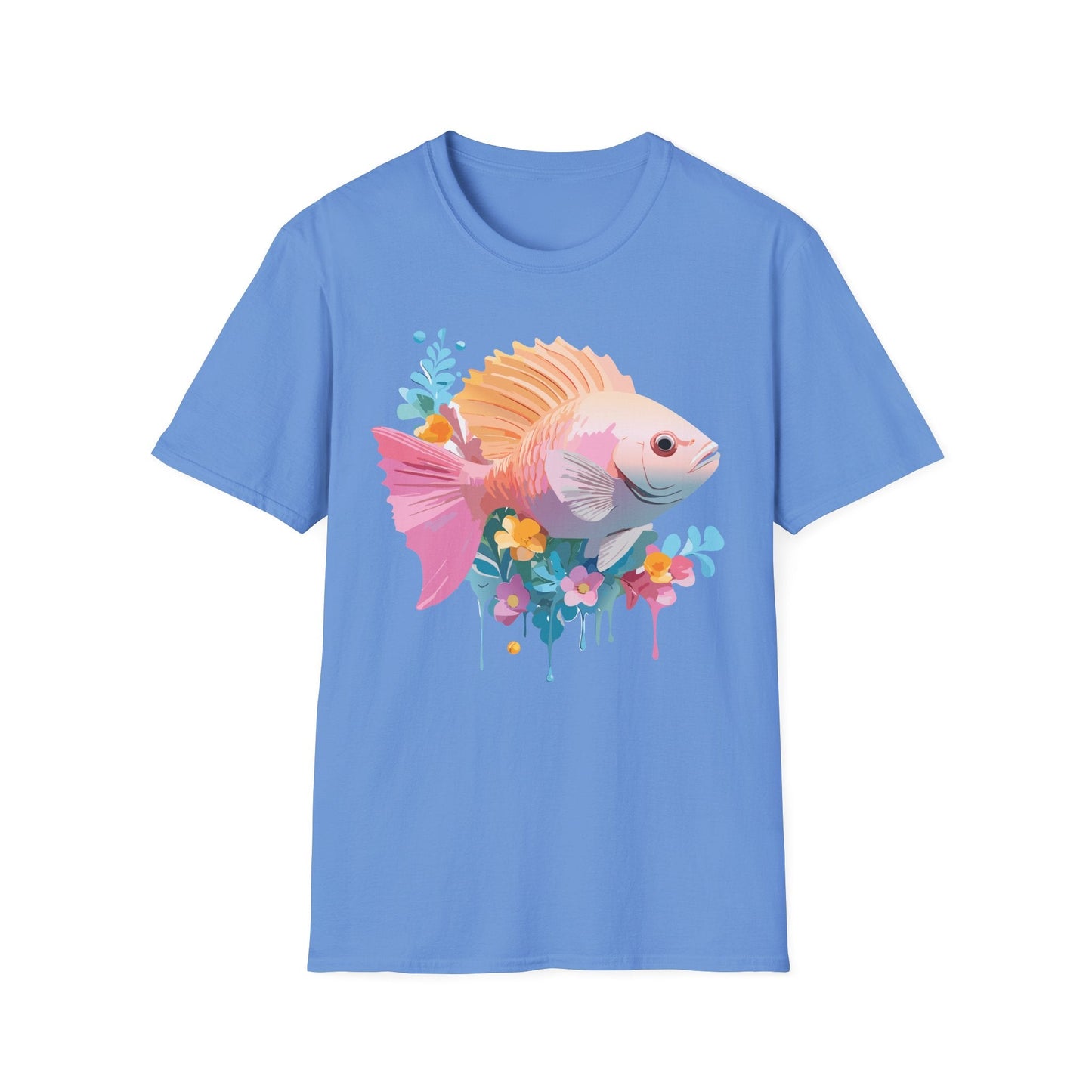 Fish Art Design Graphic Tee Shirt Unisex Softstyle Cotton Short Sleeve Comfort Fit Everyday Wear