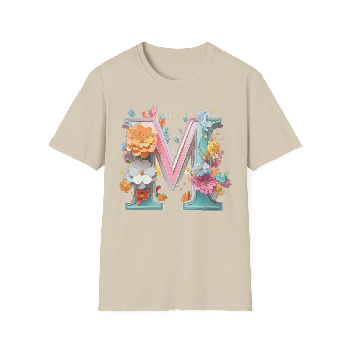 Floral Letter M Shirt | Monogram Initial Tee, Botanical Alphabet