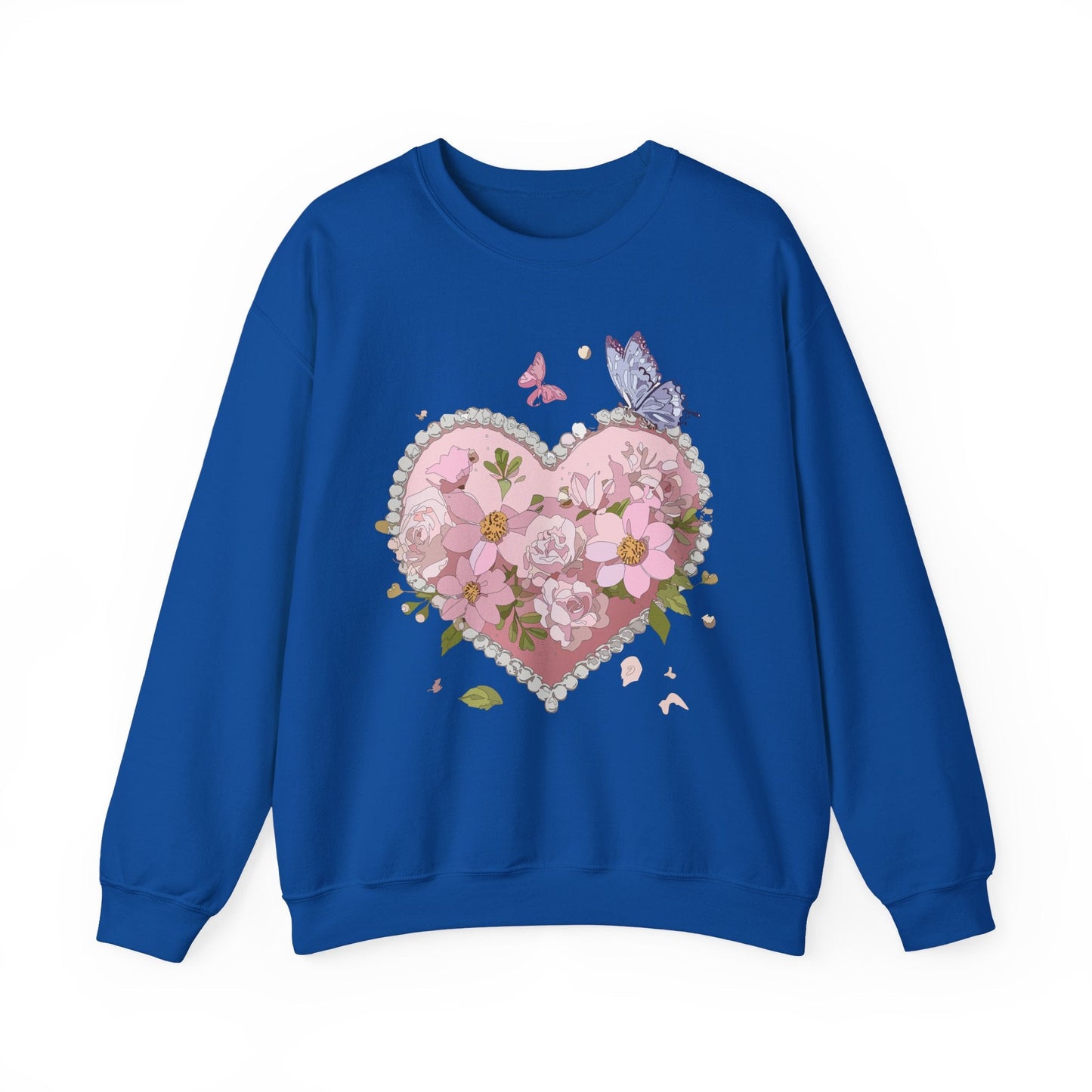 Floral Heart Sweatshirt for Unisex Valentines Day Crewneck Heart Floral Print Gift