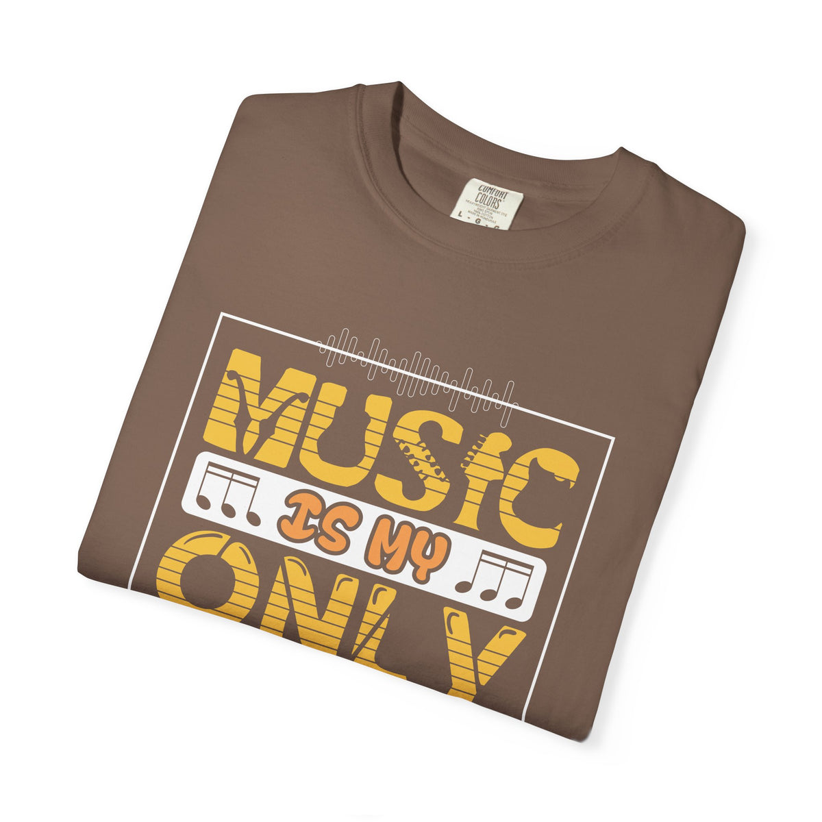 Music Is My Only Friend T-Shirt Retro Typography Musical Notes Unisex Cotton Tee 069