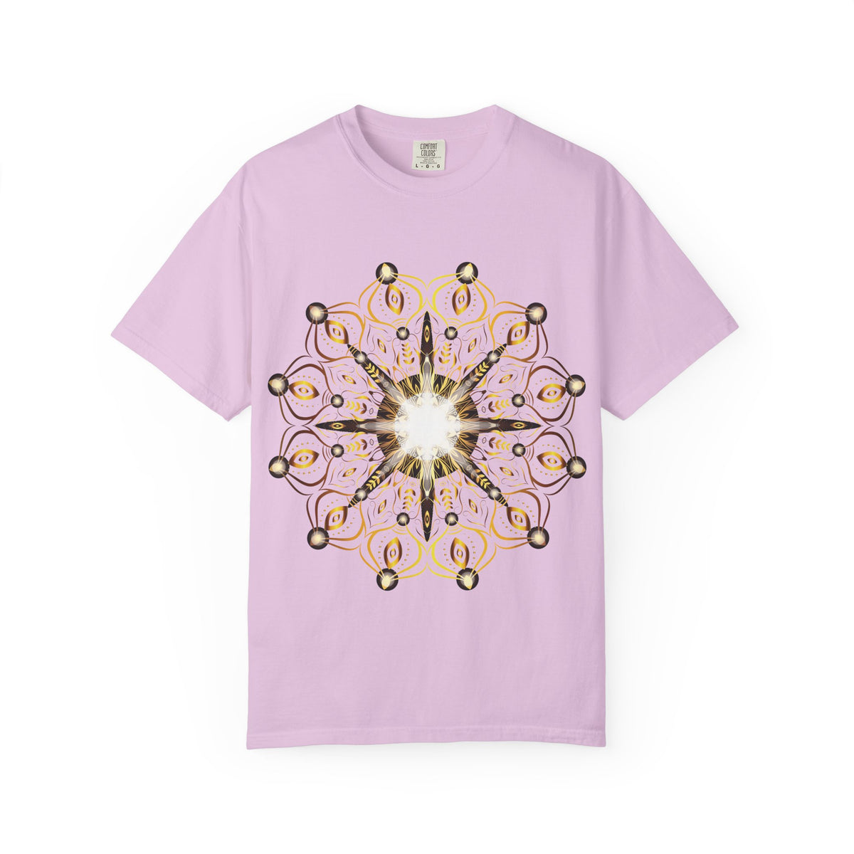 Unisex Garment Dyed Cotton T-Shirt with Mandala Graphic Design