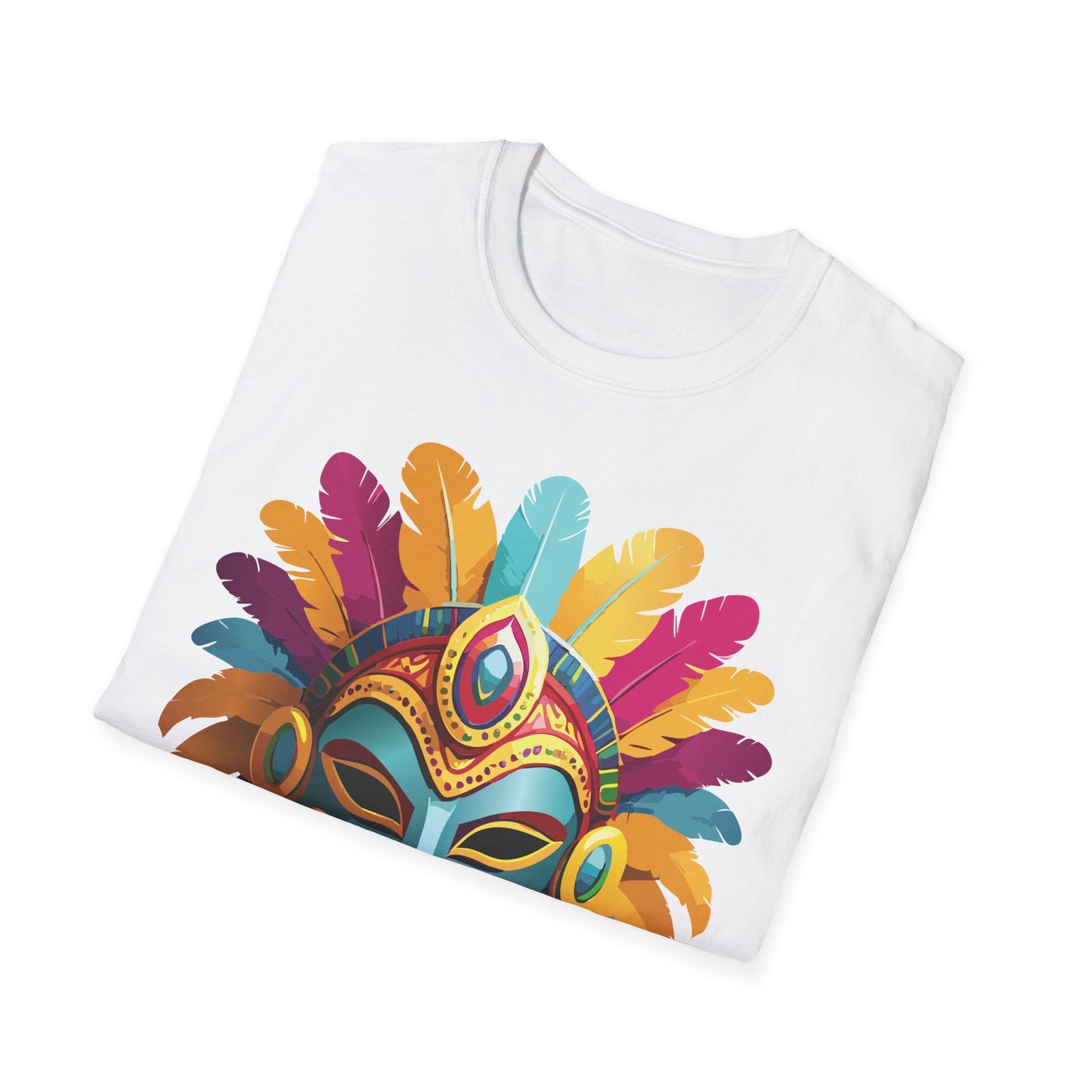 Mask Tee Shirt Unisex Short Sleeve Graphic Tee Masquerade Design 100 Percent Ring Spun Cotton