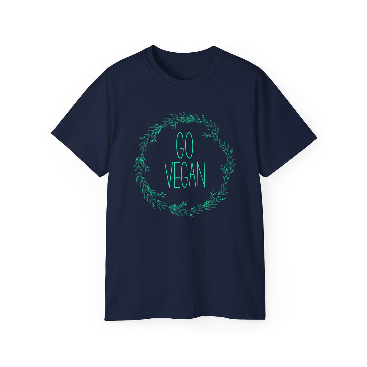Go Vegan Wreath Tee | Plant-Based Vegan Shirt, Green Botanical Design