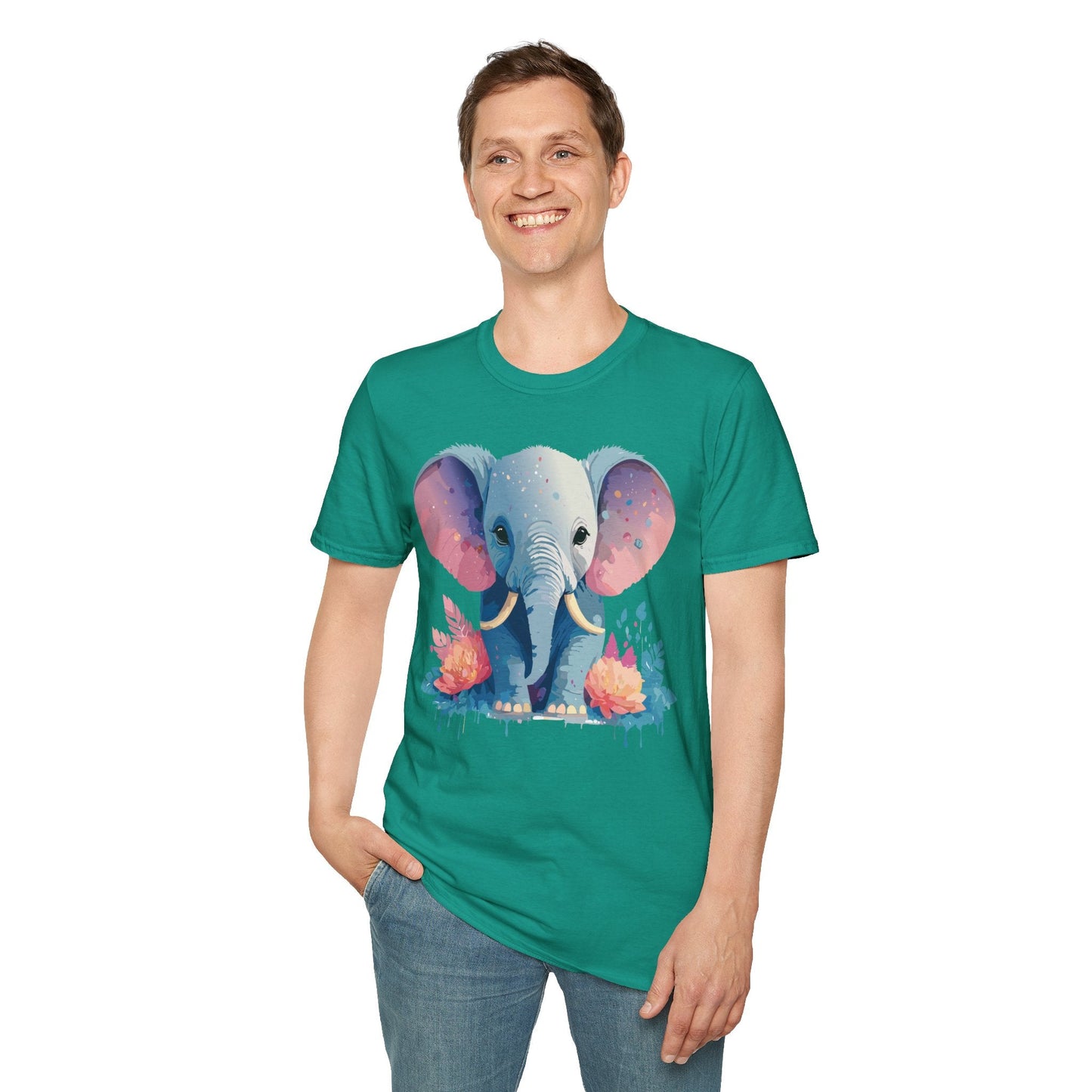 Elephant T Shirt For Adults Unisex Gildan Softstyle 64000 100 Percent Ring Spun Cotton Tee