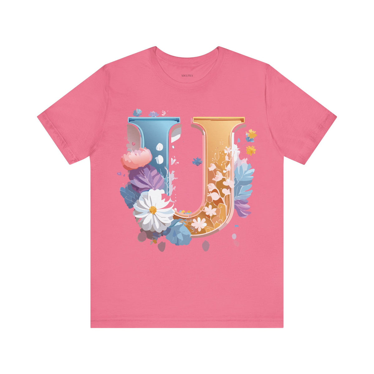 Letter U Graphic Unisex Cotton Bella+Canvas Tee with Art Letter Design