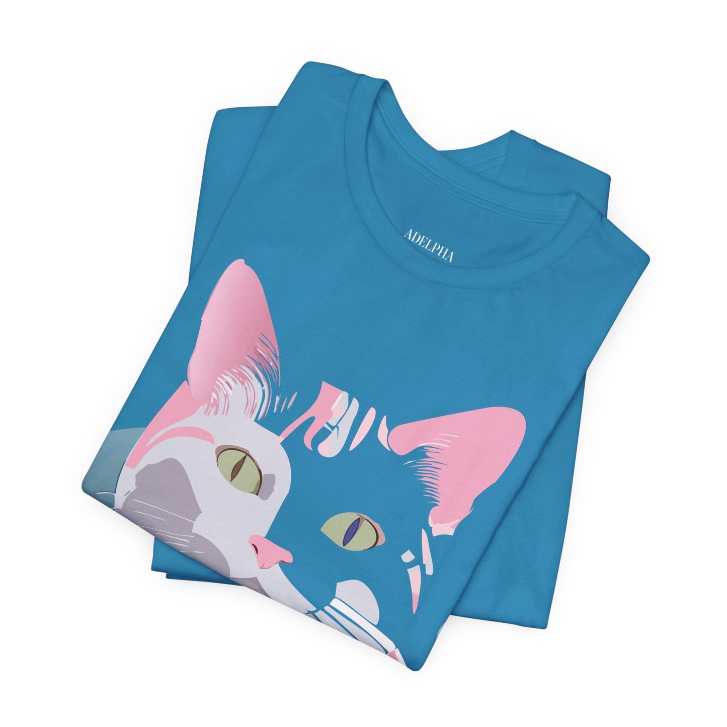 Cat Graphic Tee Unisex Short Sleeve T Shirt Adelpha Vintage Inspired Design