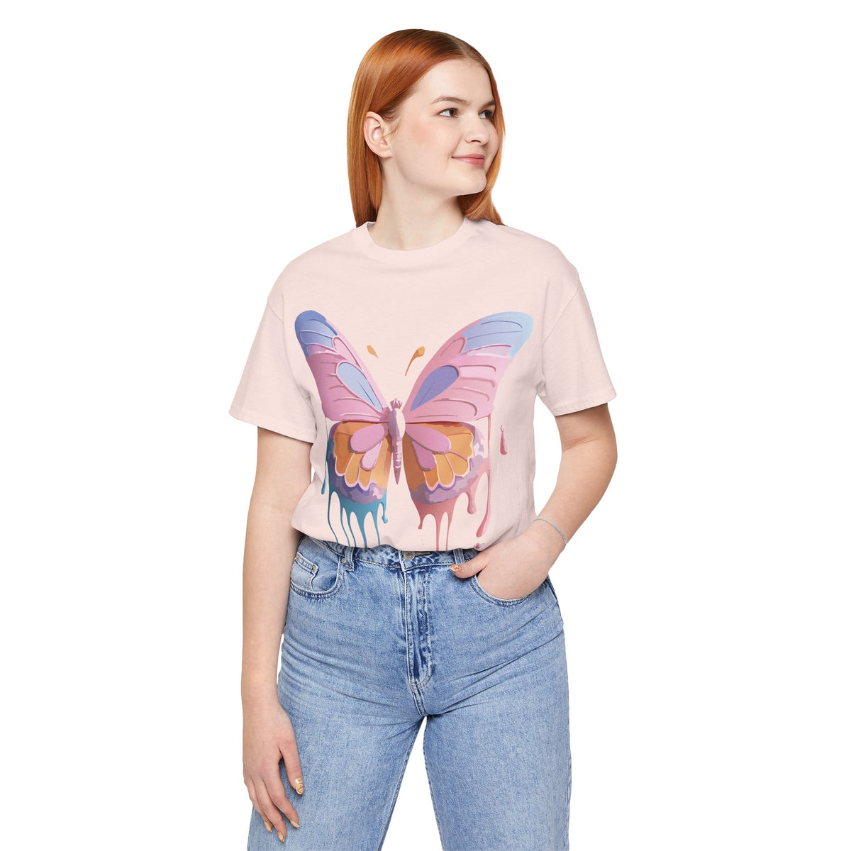 Butterfly Graphic Unisex Cotton Bella+Canvas Tee with Floral Art Design m06