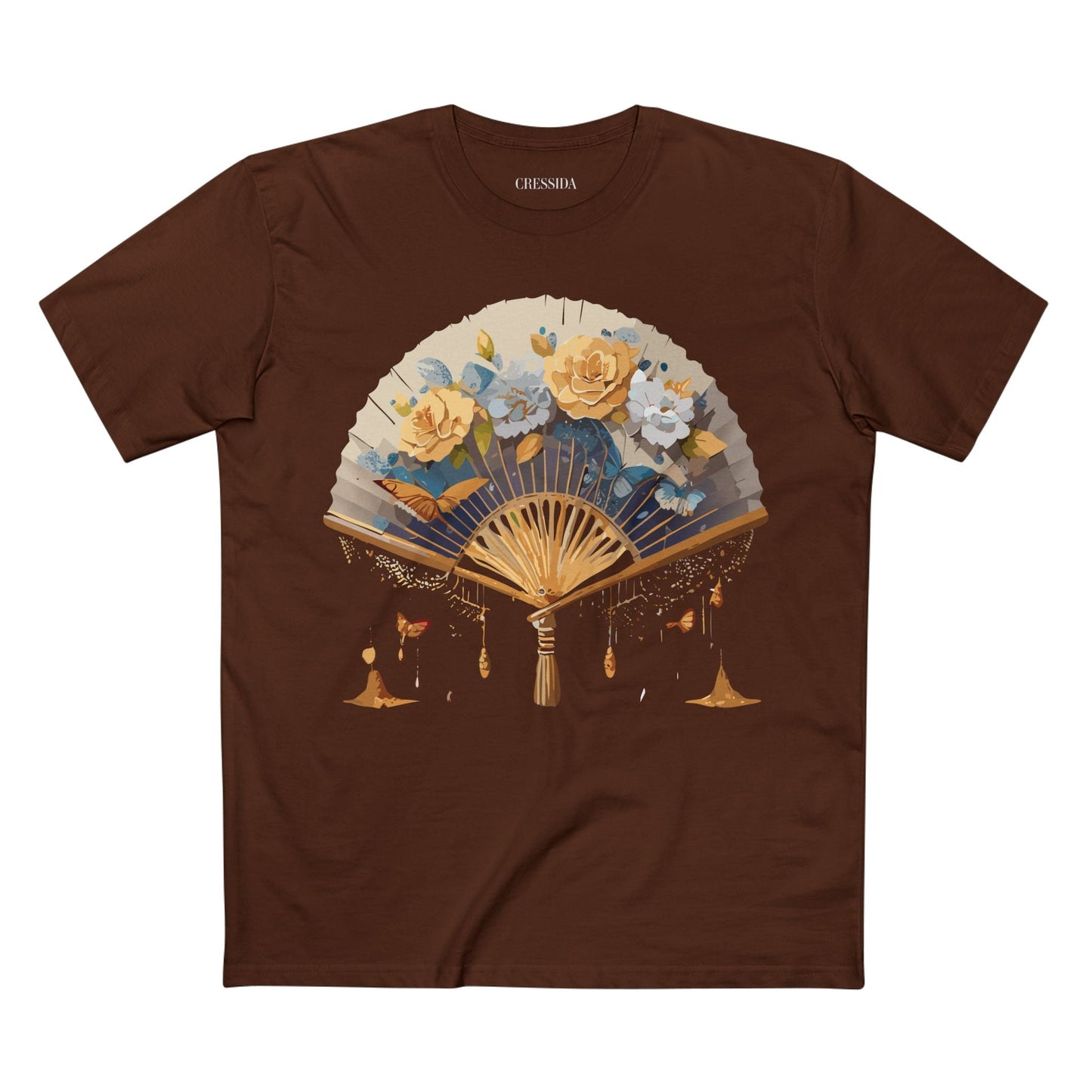 Antique Fan Graphic Design T-Shirt Unisex 100 Cotton Floral Carnival Artwork Tee 2
