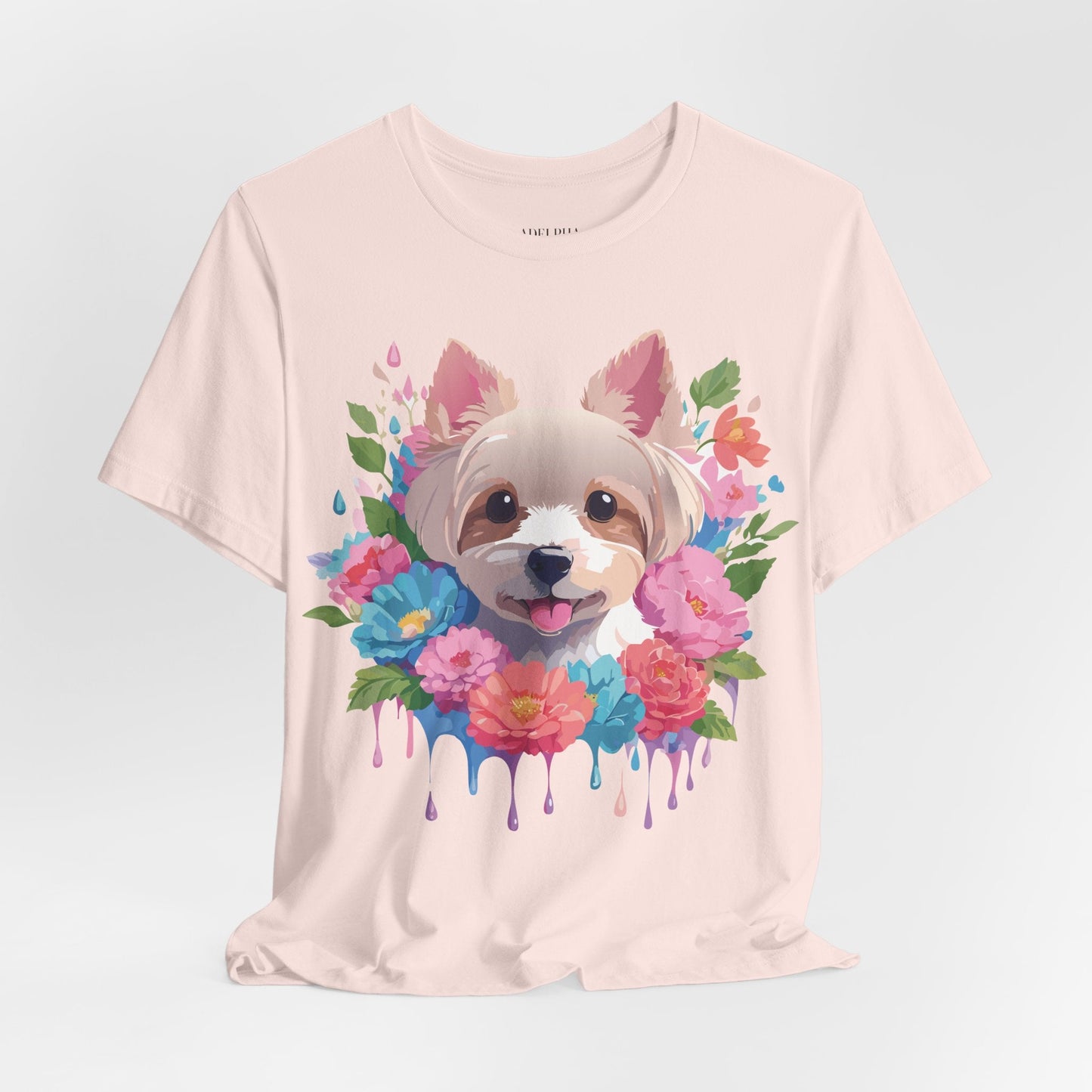 Unisex Graphic T Shirt With Original Adelpha Artwork Vintage Inspired Dog Design