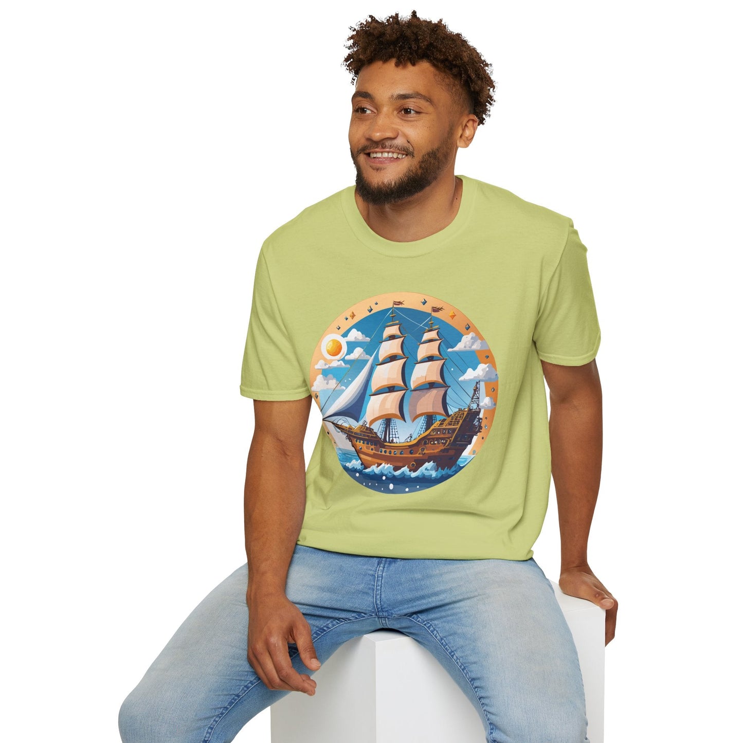 Unisex Nautical Frigate Ship T Shirt Vessel Tee Gildan Softstyle 64000 100 Percent Ring Spun Cotton