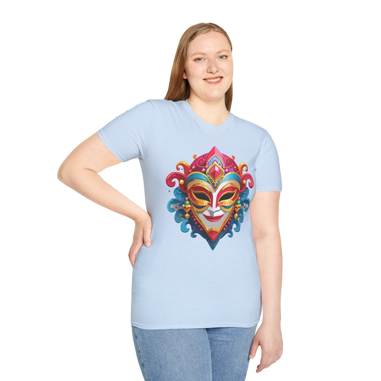 Mask Tee Shirt Unisex Masquerade Tees Softstyle 64000 100 Percent Cotton Lightweight Breathable