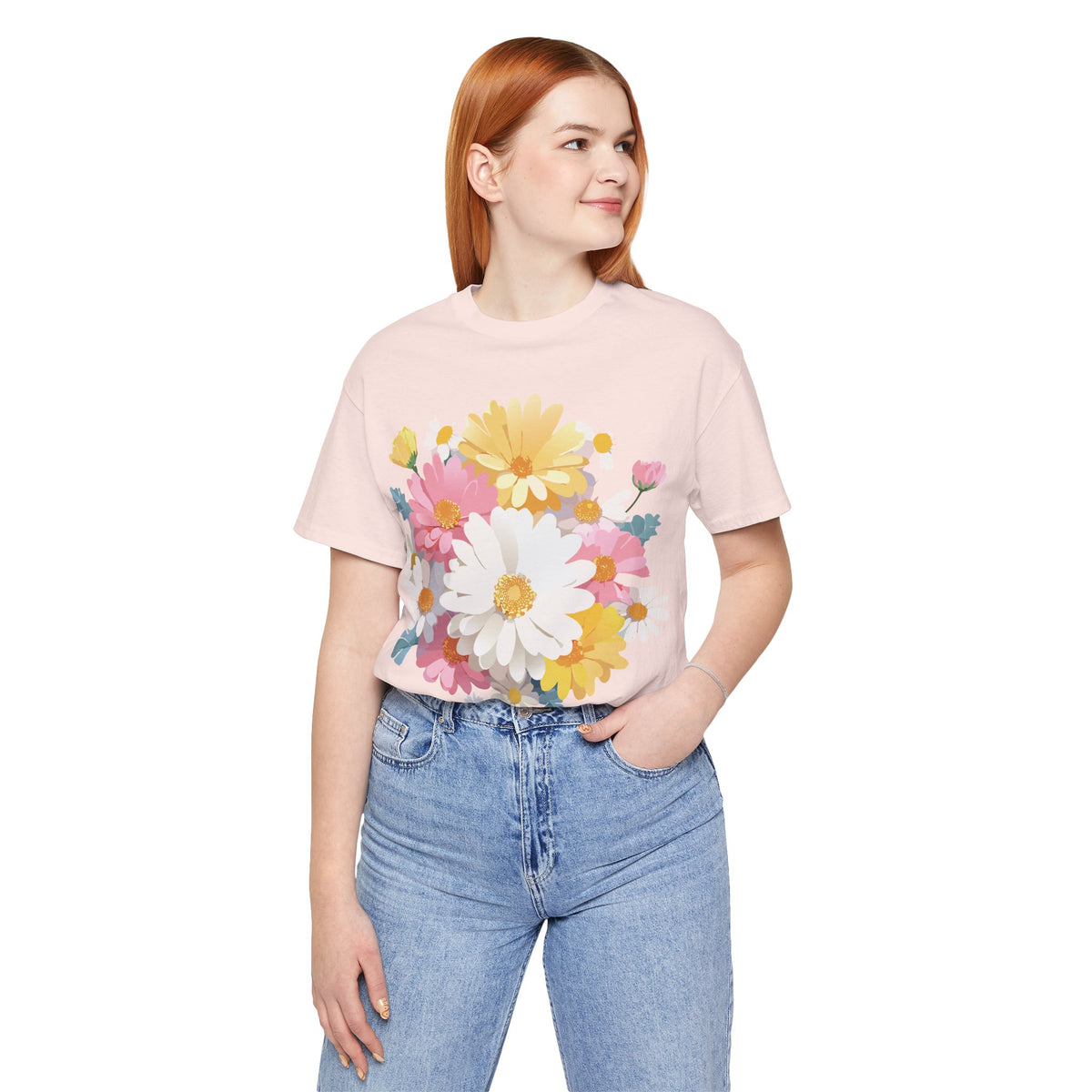 Floral Graphic Unisex Cotton Bella+Canvas Tee with Flowers Art Design n124