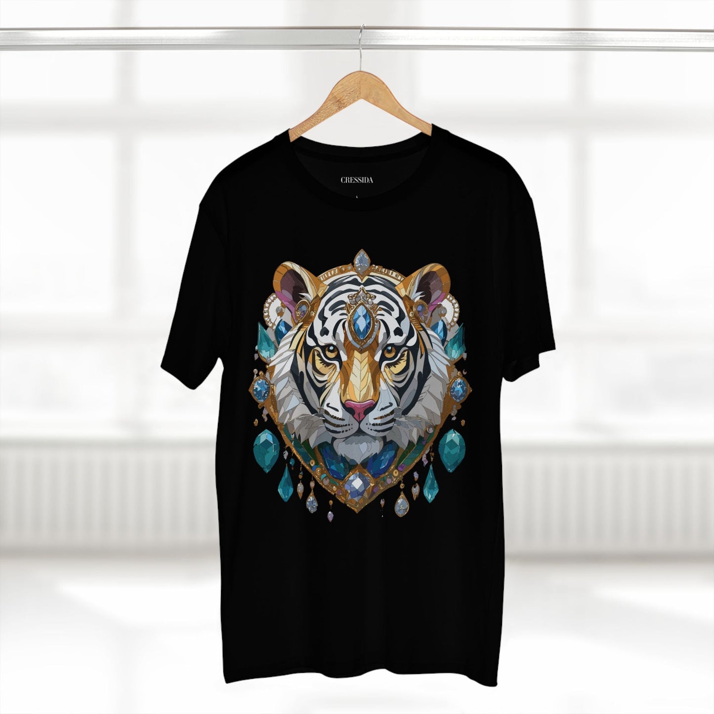 Tiger Graphic Unisex 100 Cotton Tee With Unique Animal Golden Medallion Art Design 53
