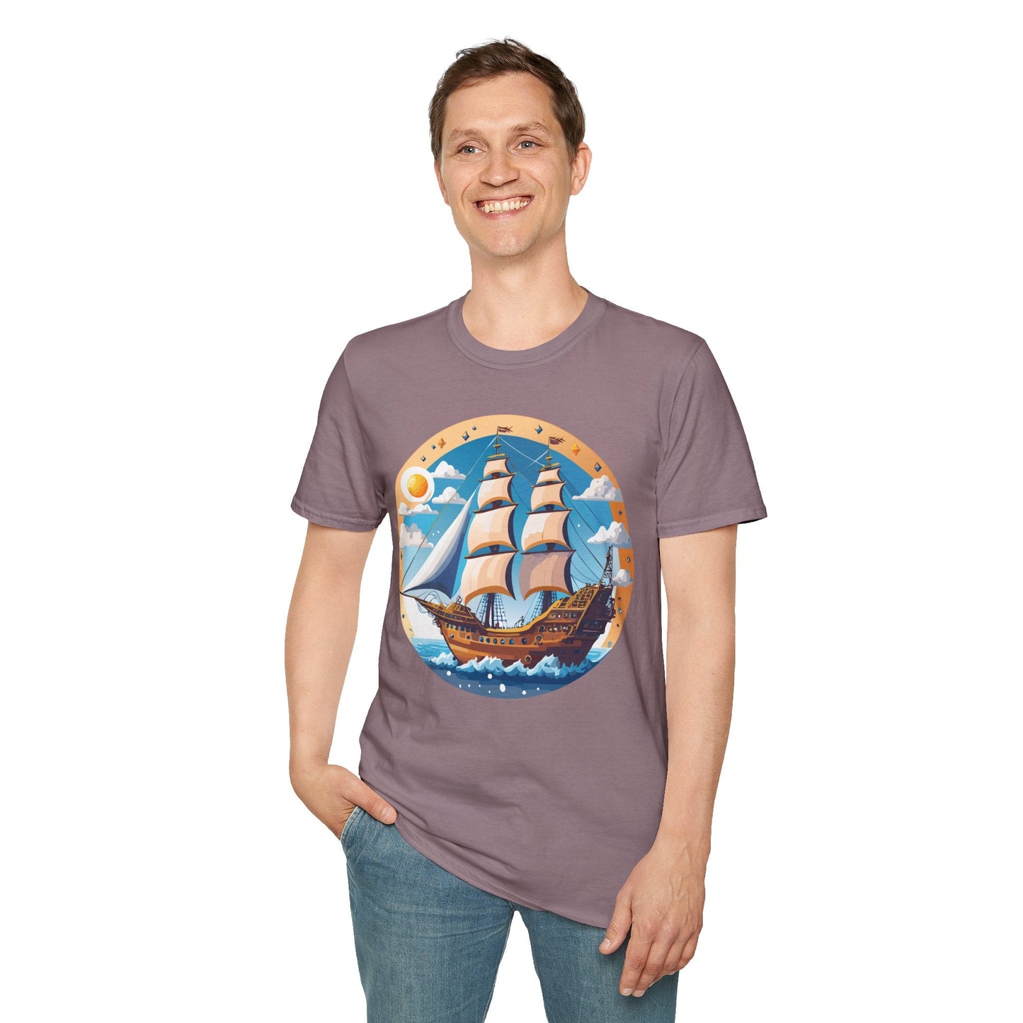 Unisex Nautical Frigate Ship T Shirt Vessel Tee Gildan Softstyle 64000 100 Percent Ring Spun Cotton