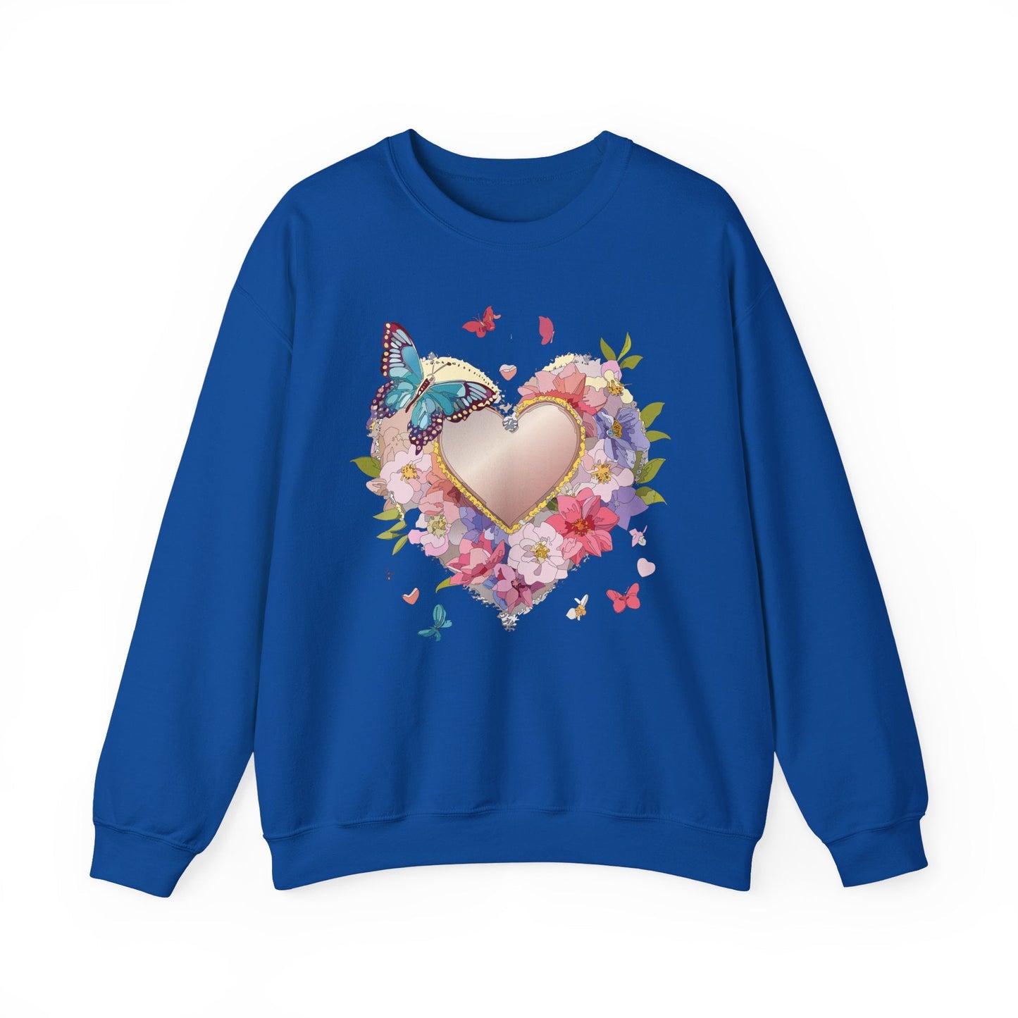 Unisex Floral Heart Sweatshirt Floral Love Sweatshirt Valentines Day Sweatshirt Heart Floral Design