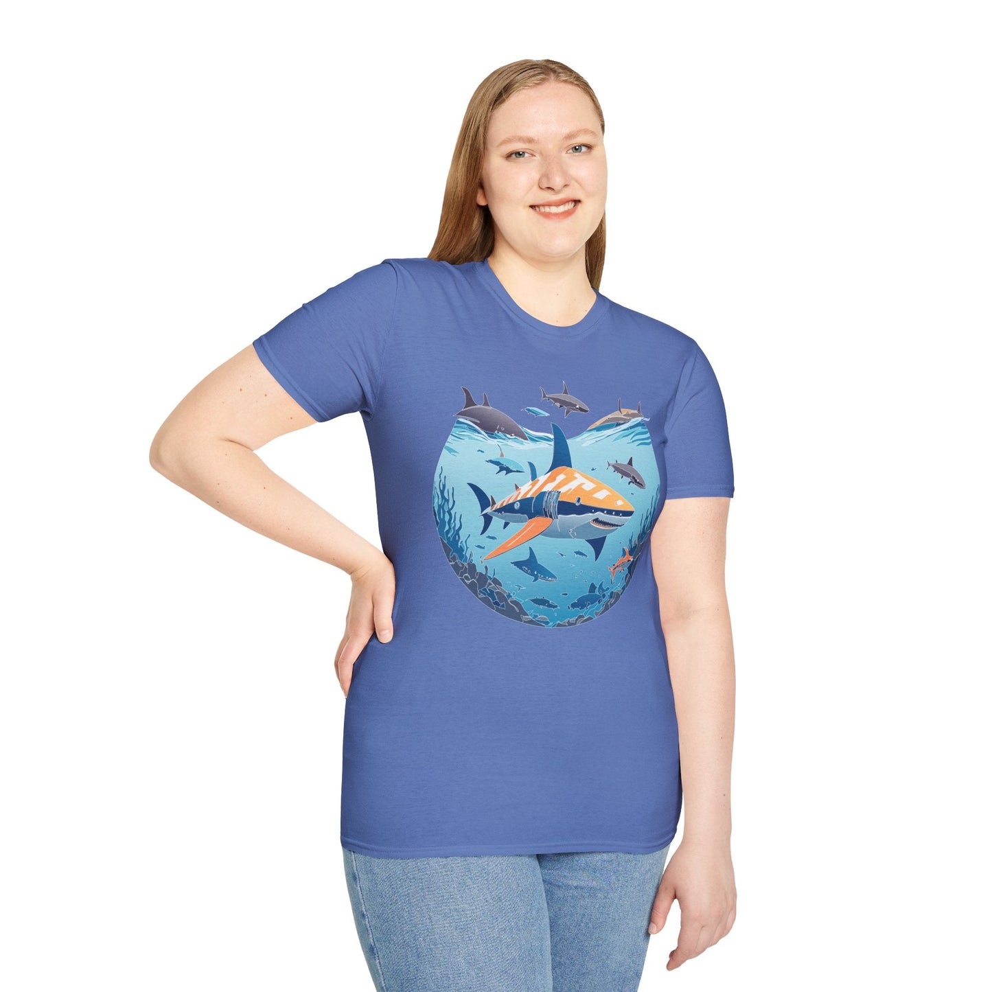 Ocean Tee Shirt Unisex Softstyle Gildan 64000 100 Percent Ring Spun Cotton Breathable U Boat Design
