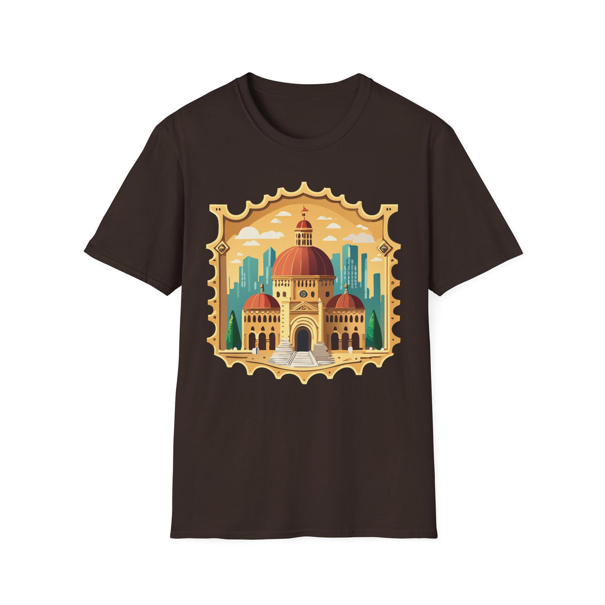 Moroccan Cityscape Tee | Dome & Minaret Illustration Graphic Tee Unisex 100 Cotton Gildan T-Shirt