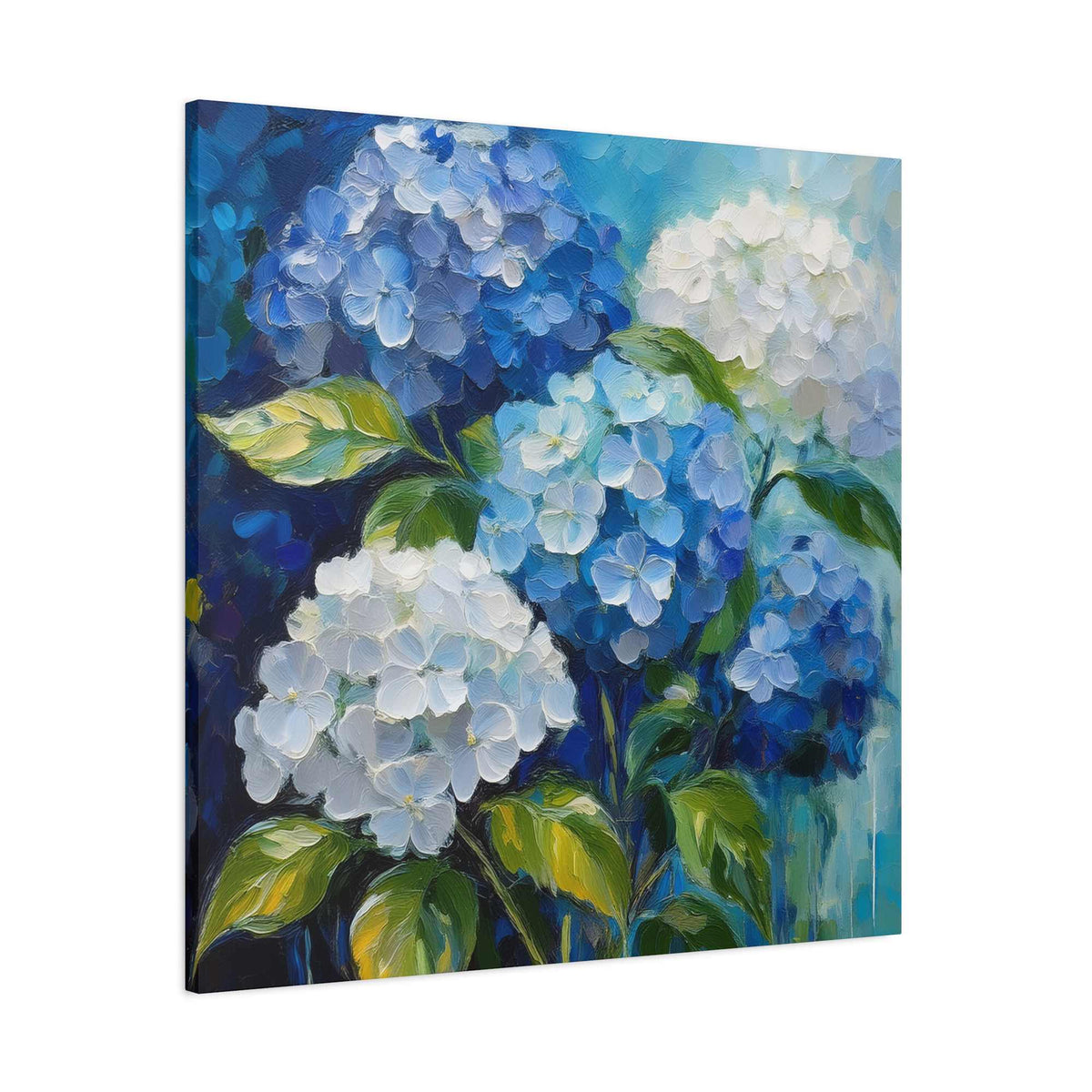 Hydrangeas Print Canvas, Flowers Oil Paint Print 20x20, 24x24, 30x30, 32x32, 36x36, Floral Art Design Print Non-Frame MC-32
