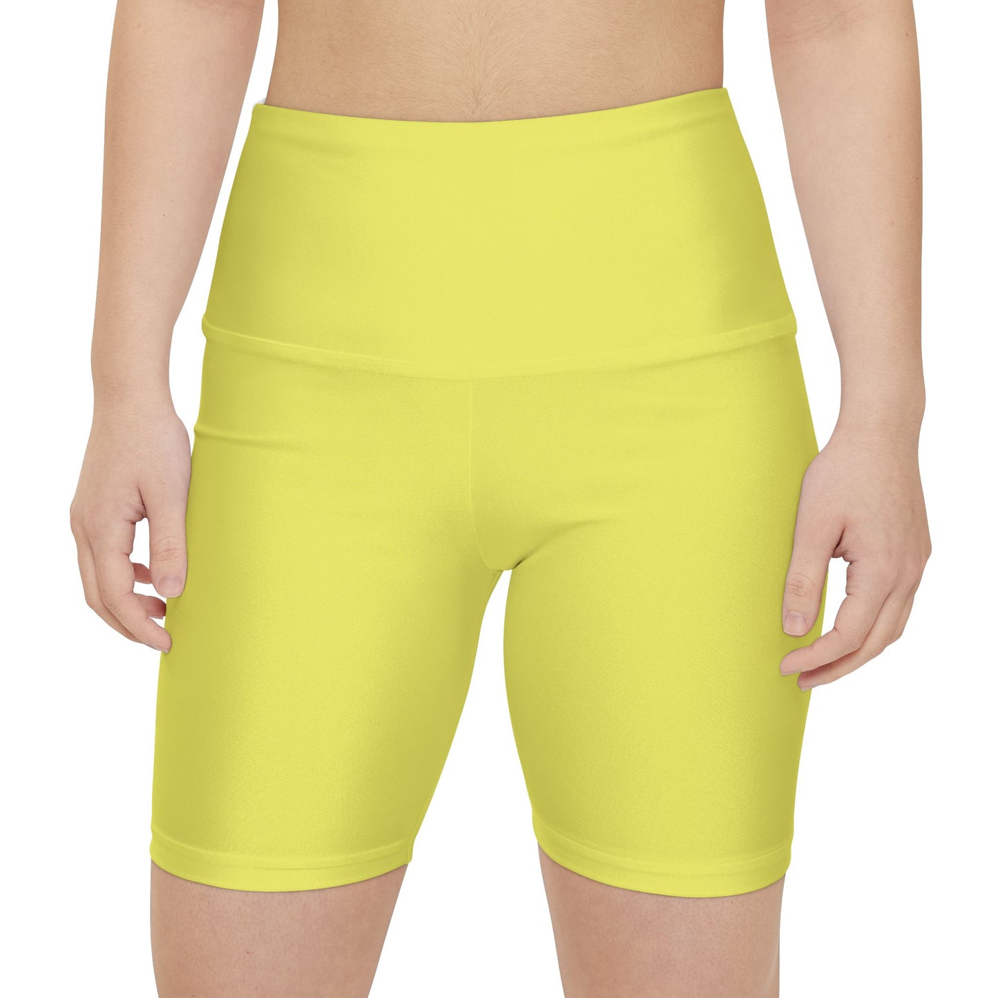 Lemon Workout Shorts — Bright Yellow High-Waist Active Biker Shorts