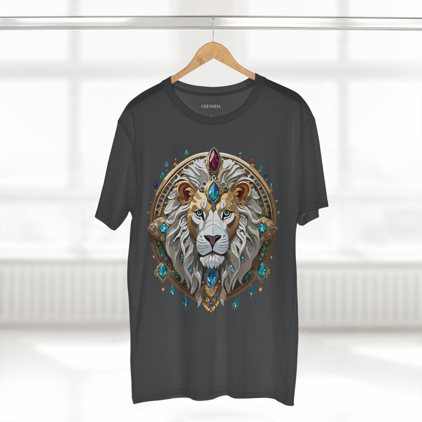 Lion Graphic Unisex 100 Cotton Tee With Unique Animal Golden Medallion Art Design 60