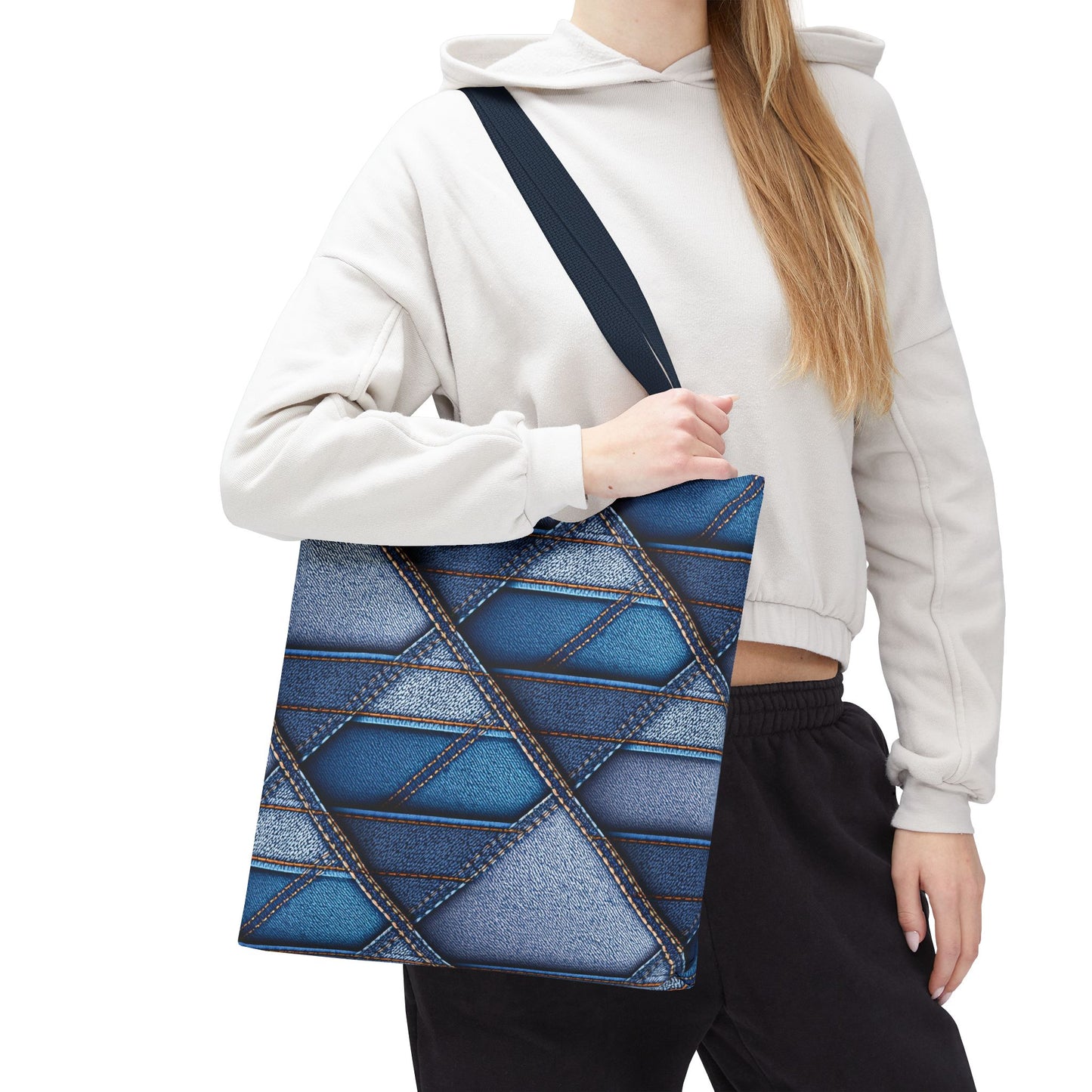 Denim Fabric Imitation Print Unisex Canvas Bag Poly Spun 3 Sizes Tote Bag 100