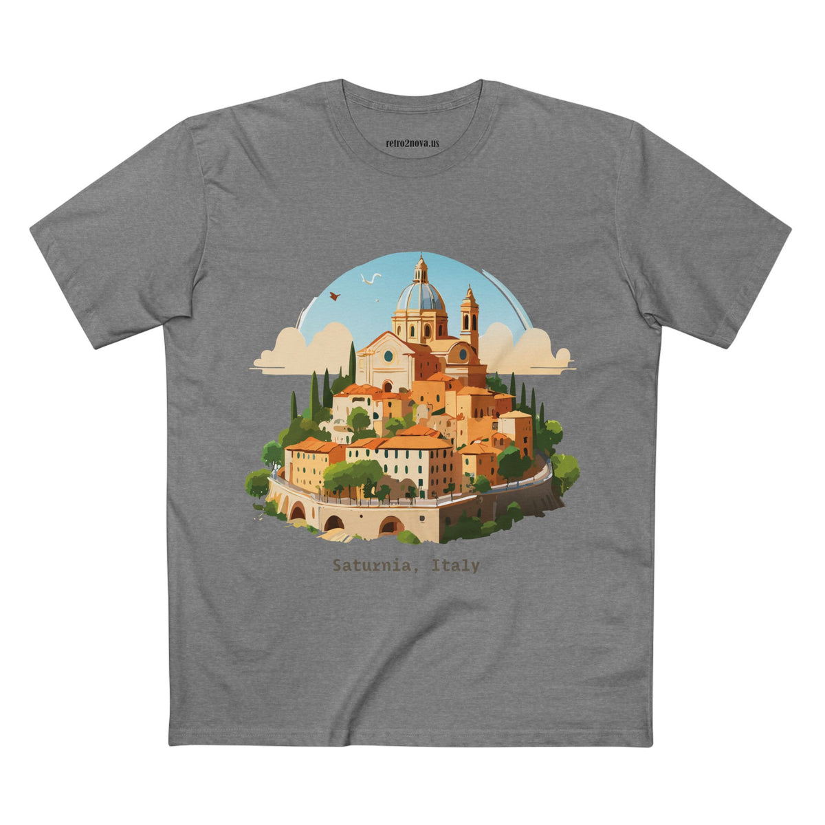 Saturnia Italy village illustration T-Shirt | Italian travel souvenir tee