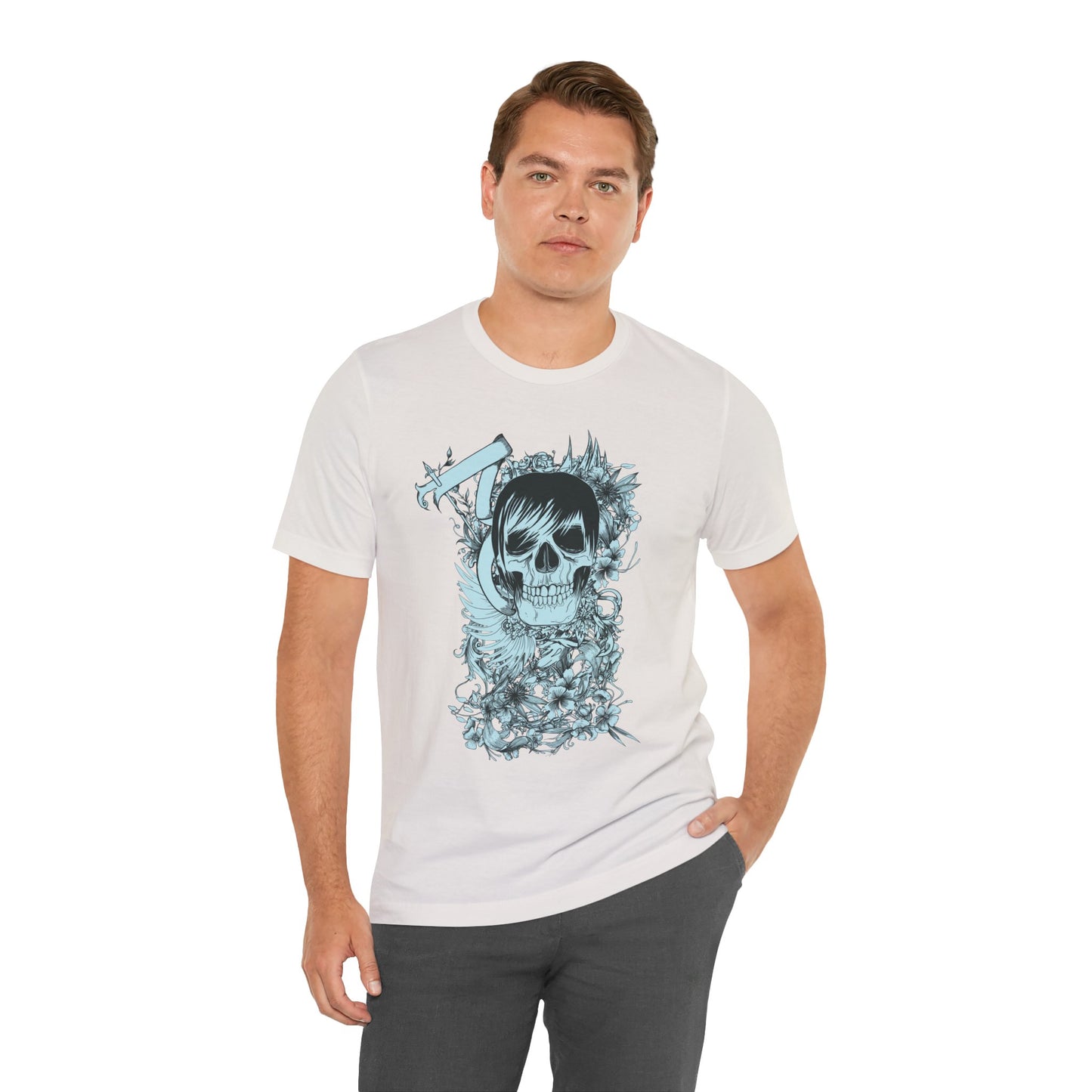 Sky Skull Graphic Design Tee, Skull Shirt, Vintage Tees, Art Design T-Shirt, Vintage Graphic Tee, Art Shirts with Skulls