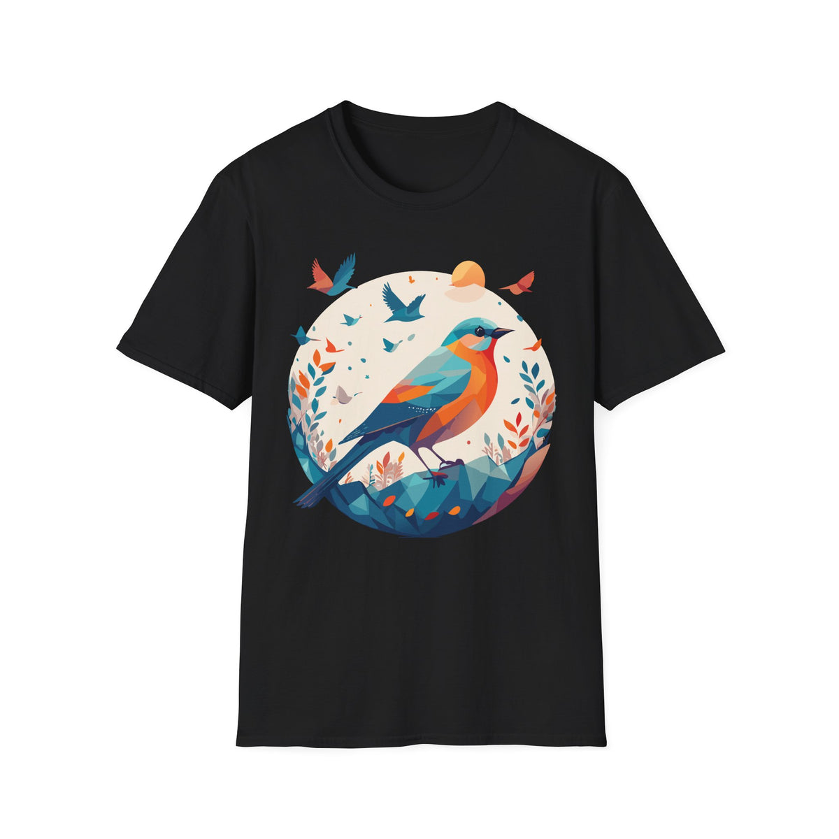 Colorful Geometric Bird T-Shirt | Vibrant Bird Illustration