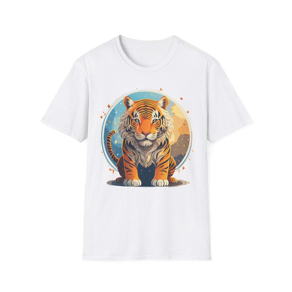 Vintage Tiger Illustration T-Shirt | Retro Sunset Tiger Print