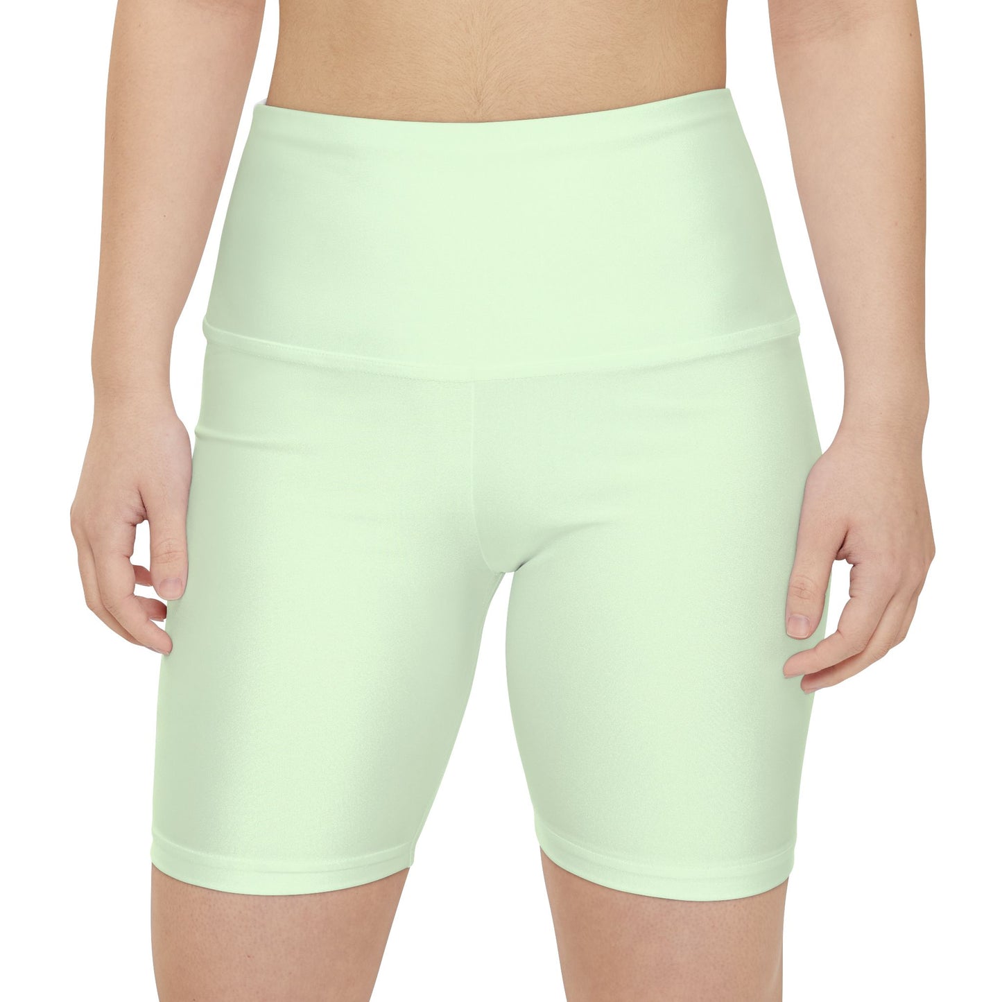 Frosted Mint Workout Shorts — Mint Solid High-Waist Biker Shorts