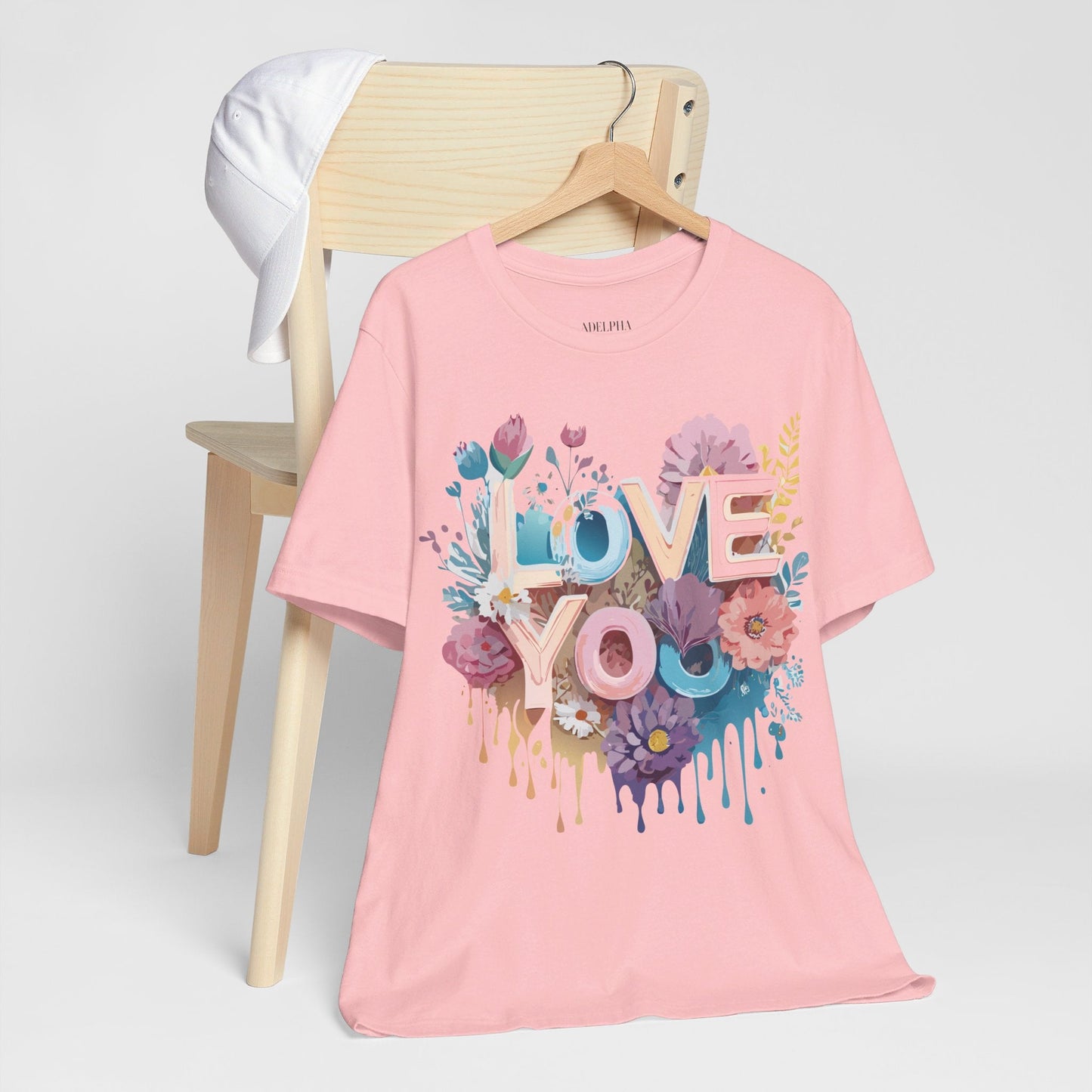 Valentine Day Graphic Unisex 100 Cotton Vintage Artwork with Love and Flower Design Tee 37