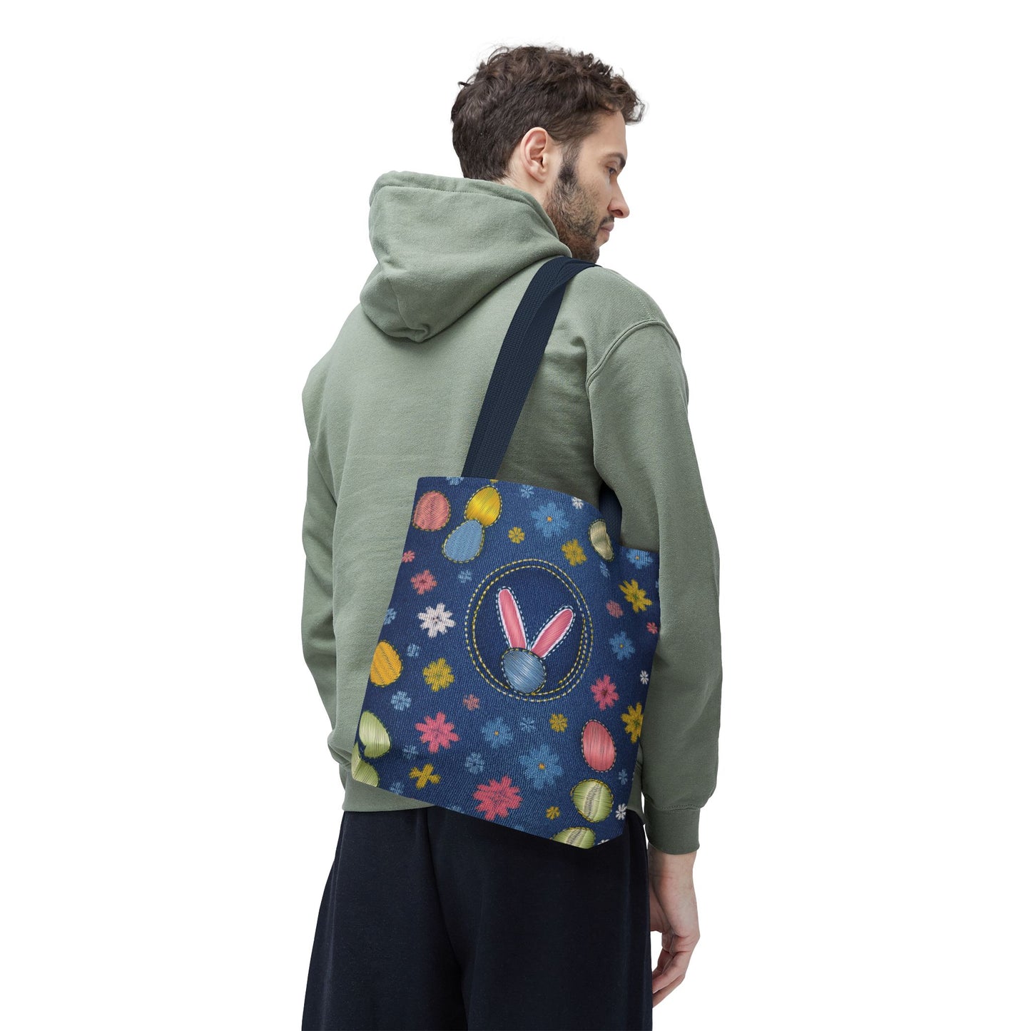 Easter Graphic Design Denim Fabric Imitation Print Unisex Canvas Bag Poly Spun 3 Sizes Tote Bag 204-10