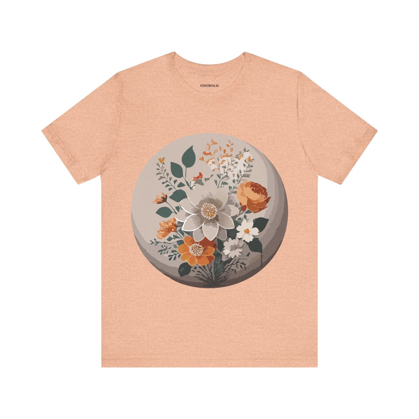 Retro2Nova Floral Shirt Unisex Short Sleeve Tee Lightweight Breathable Cotton Blend Jersey