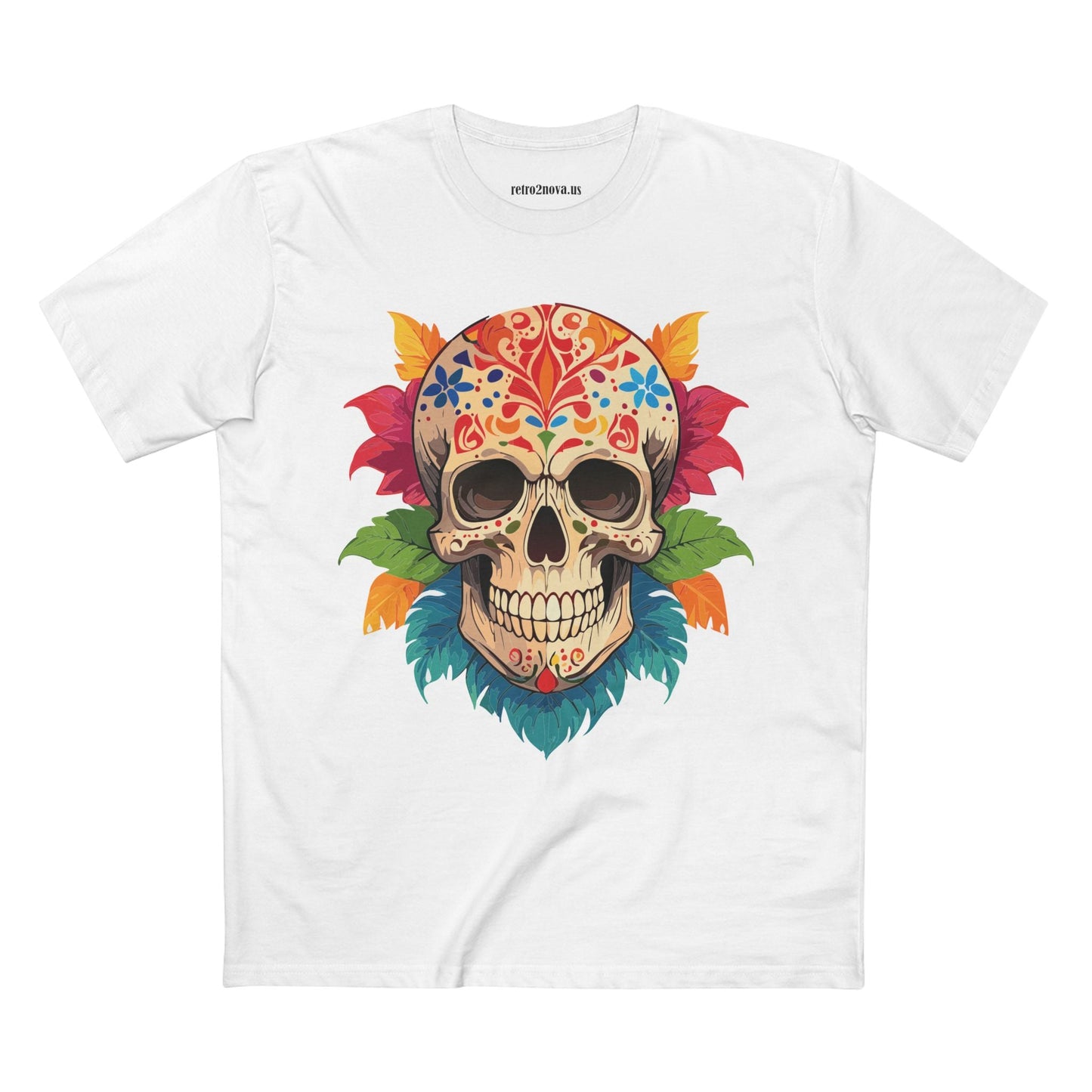 Unisex Skull Shirt With Original Art Design By Retro2Nova Premium Cotton Tee SS-5