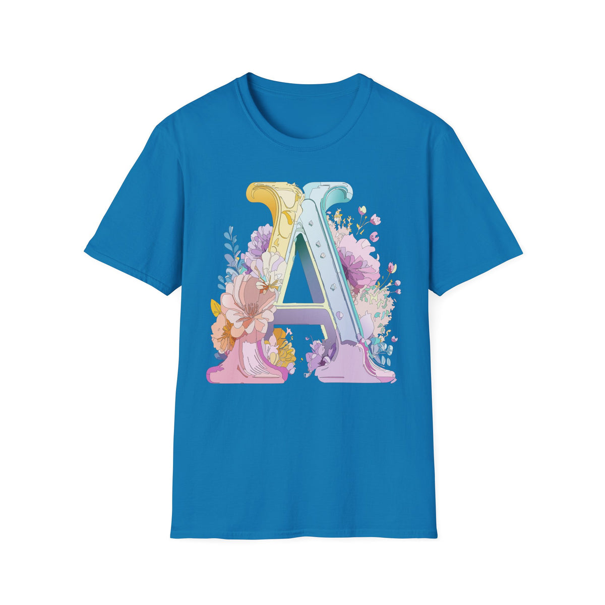 Floral Monogram A T-Shirt | Letter A Initial Tee, Botanical Alphabet Shirt