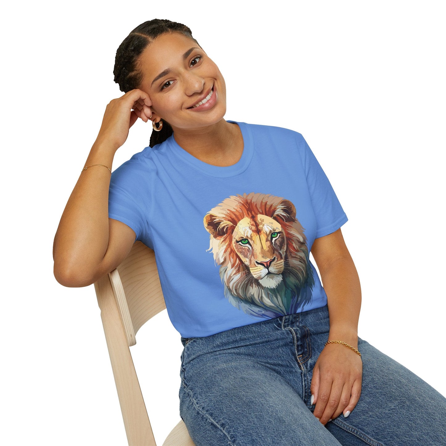 Gildan Softstyle Lion Shirt Unisex Floral Tee Animal Print Tee