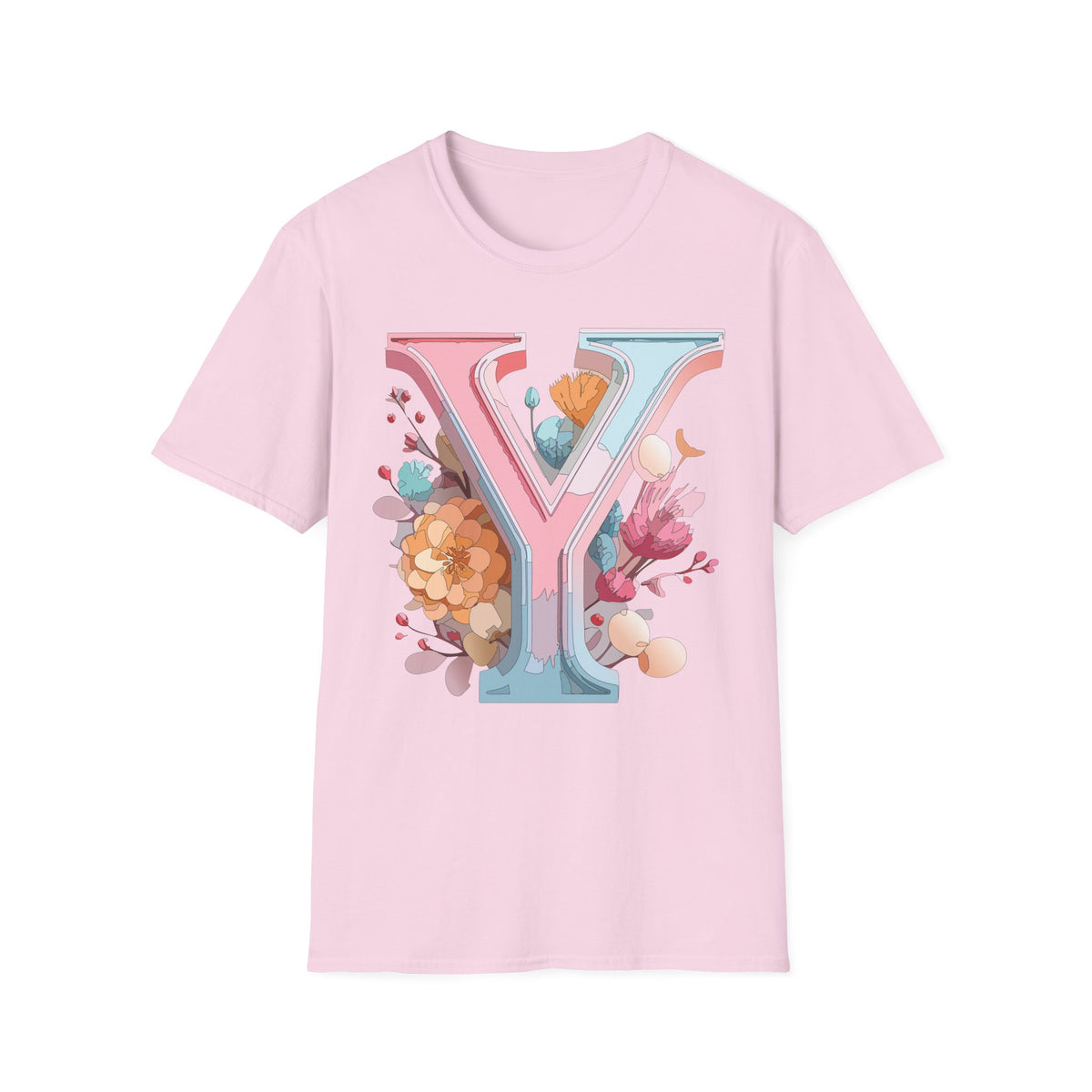 Floral Letter V T-Shirt | Pastel Monogram V Tee