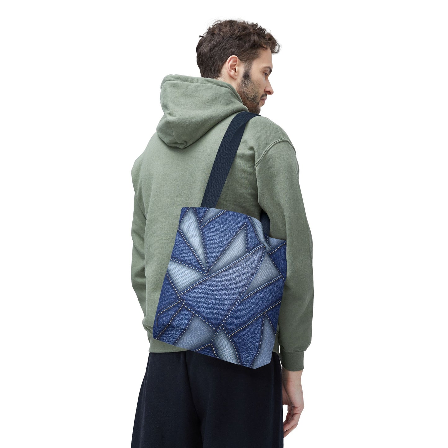 Denim Fabric Imitation Print Unisex Canvas Bag Poly Spun 3 Sizes Tote Bag 111